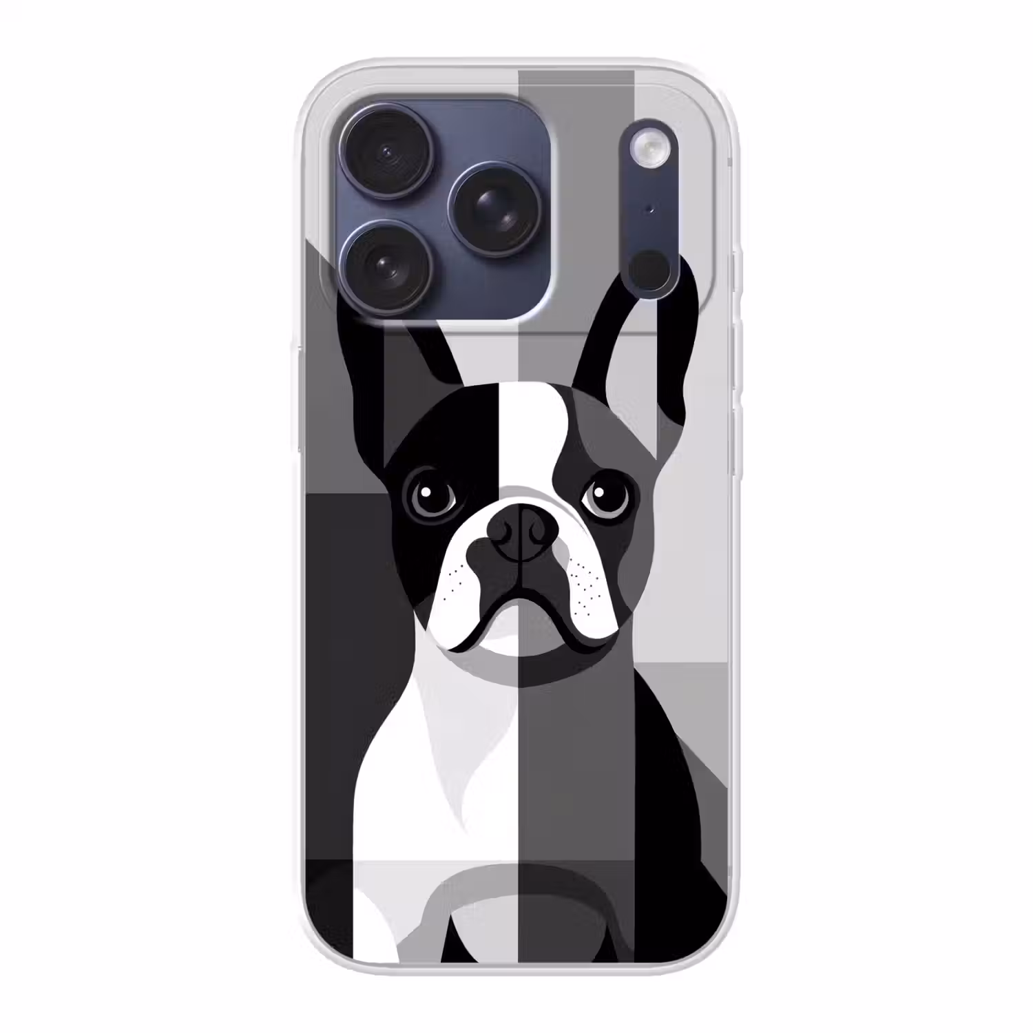 Buldog - Zwart - Abstract - Vlakken Telefoonhoesje iPhone 17 Pro klein -3d