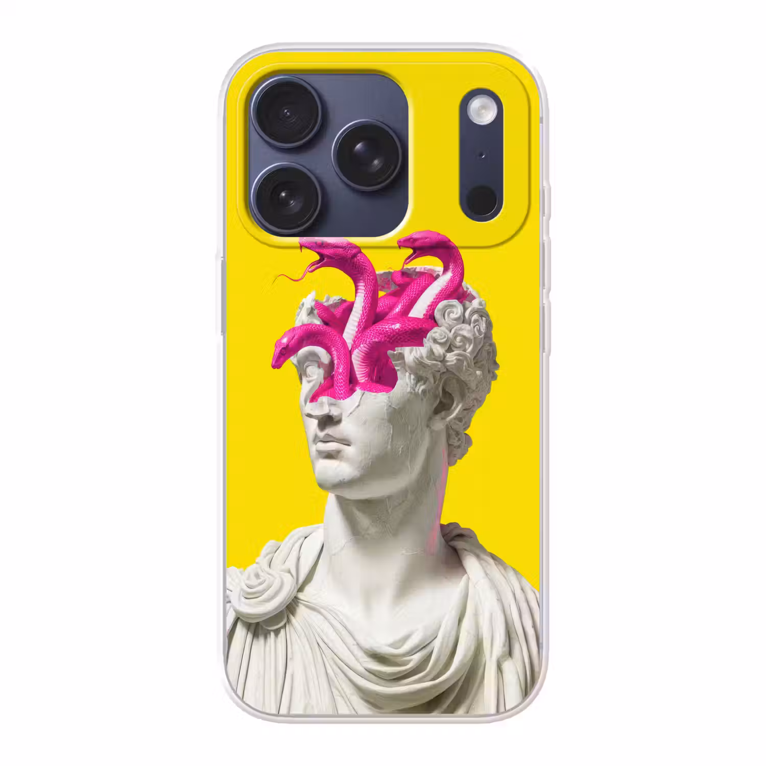 Buste - Slangen - Geel Telefoonhoesje iPhone 17 Pro klein -3d