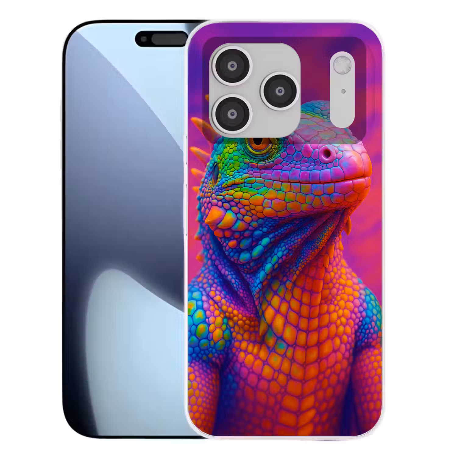Kameleon - Dieren - Neon - Kleur Telefoonhoesje iPhone 17 Pro klein -3d