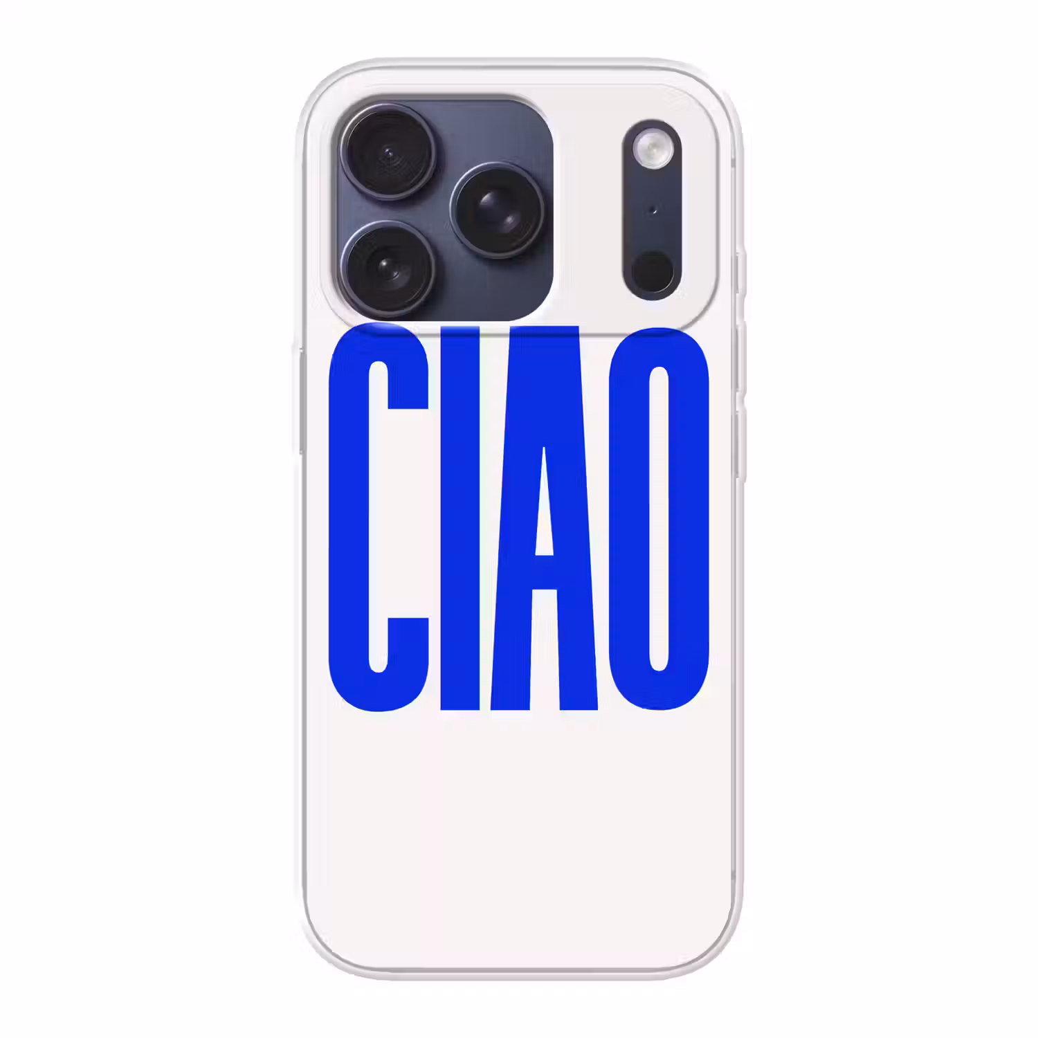 Ciao - Hoofdletters - Blauw - Minimalistisch Telefoonhoesje iPhone 17 Pro klein -3d