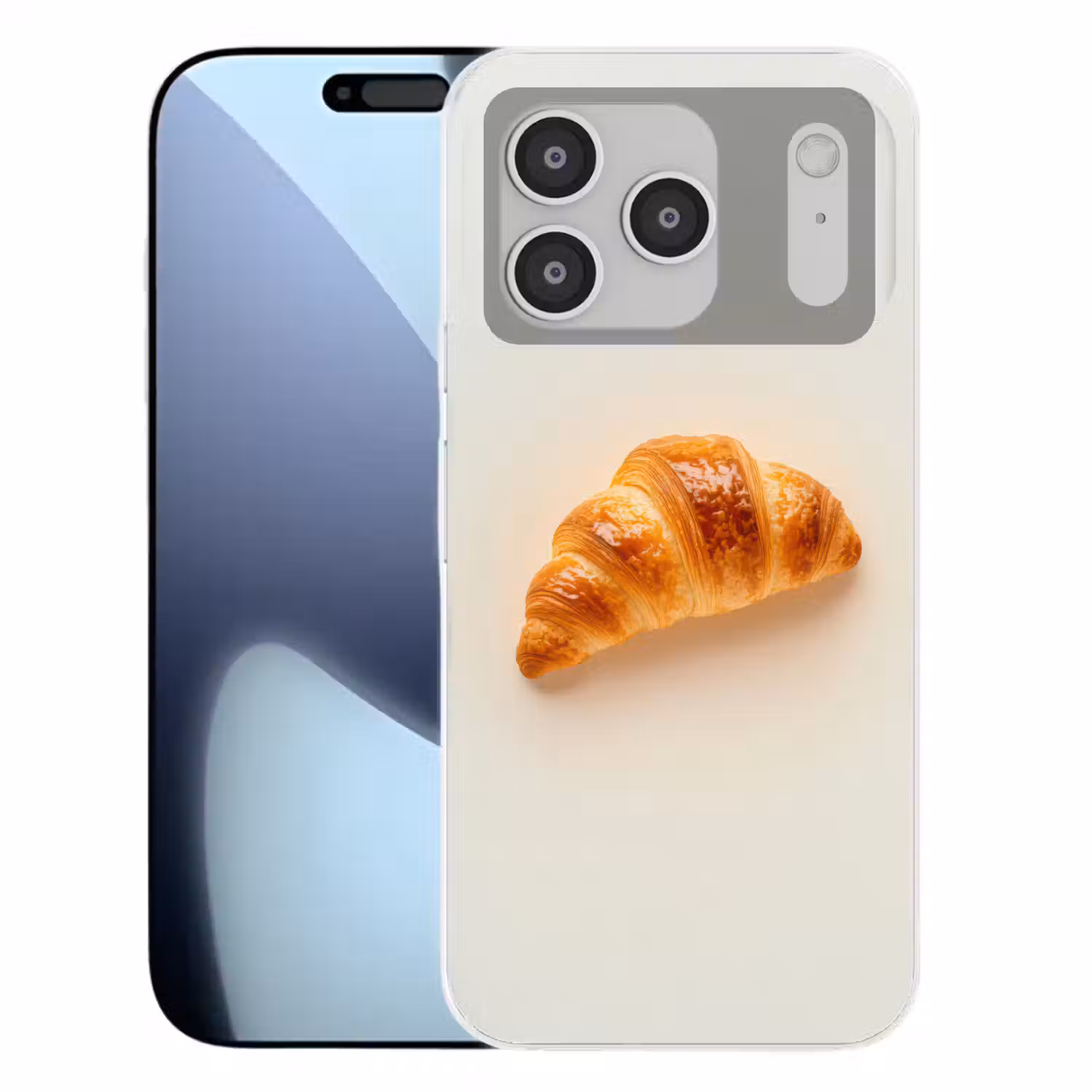 Croissant - Brood - Beige Telefoonhoesje iPhone 17 Pro klein -3d