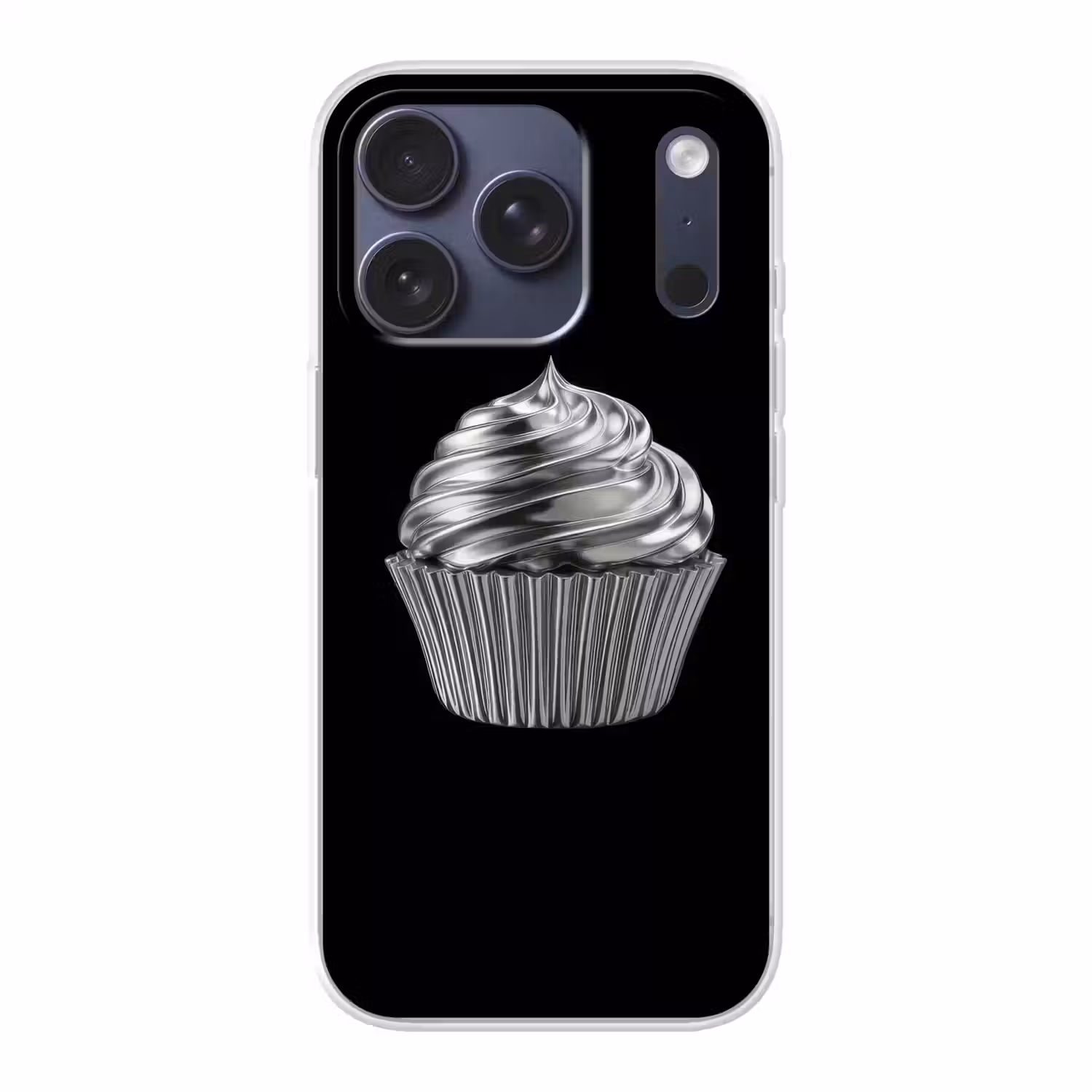 Cupcake - Luxueus - Zilver Telefoonhoesje iPhone 17 Pro klein -3d