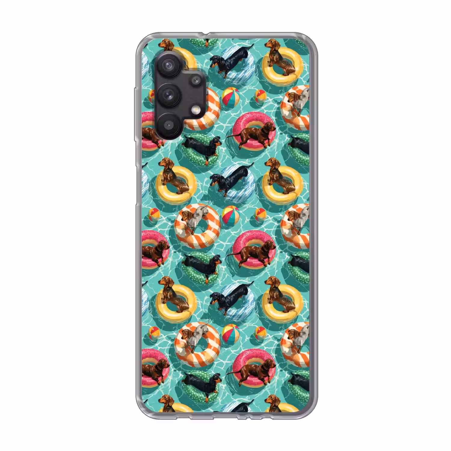 Teckels - Zwembad - Kleurrijk Telefoonhoesje Samsung Galaxy A32 5G klein 346 -3d