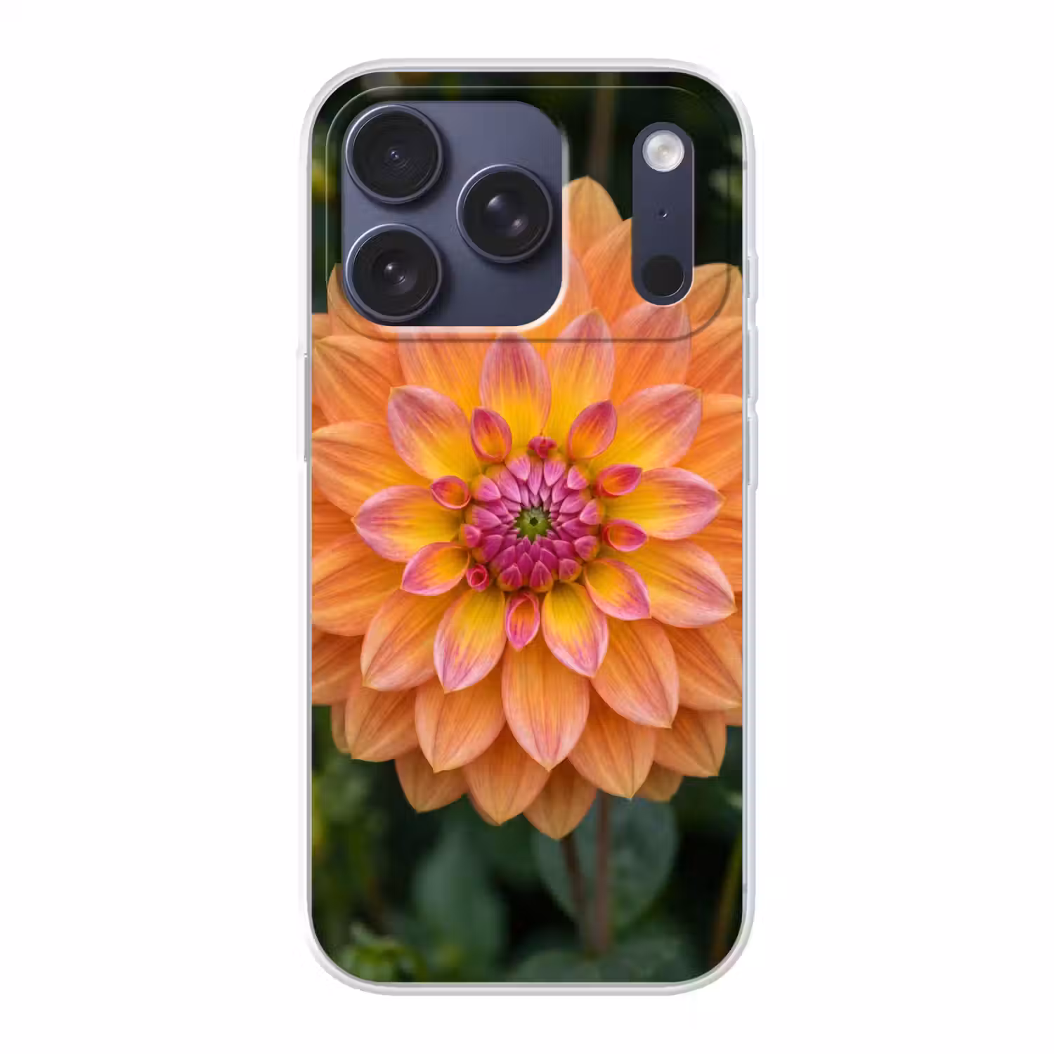 Dahlia - Bloem - Oranje Telefoonhoesje iPhone 17 Pro klein -3d