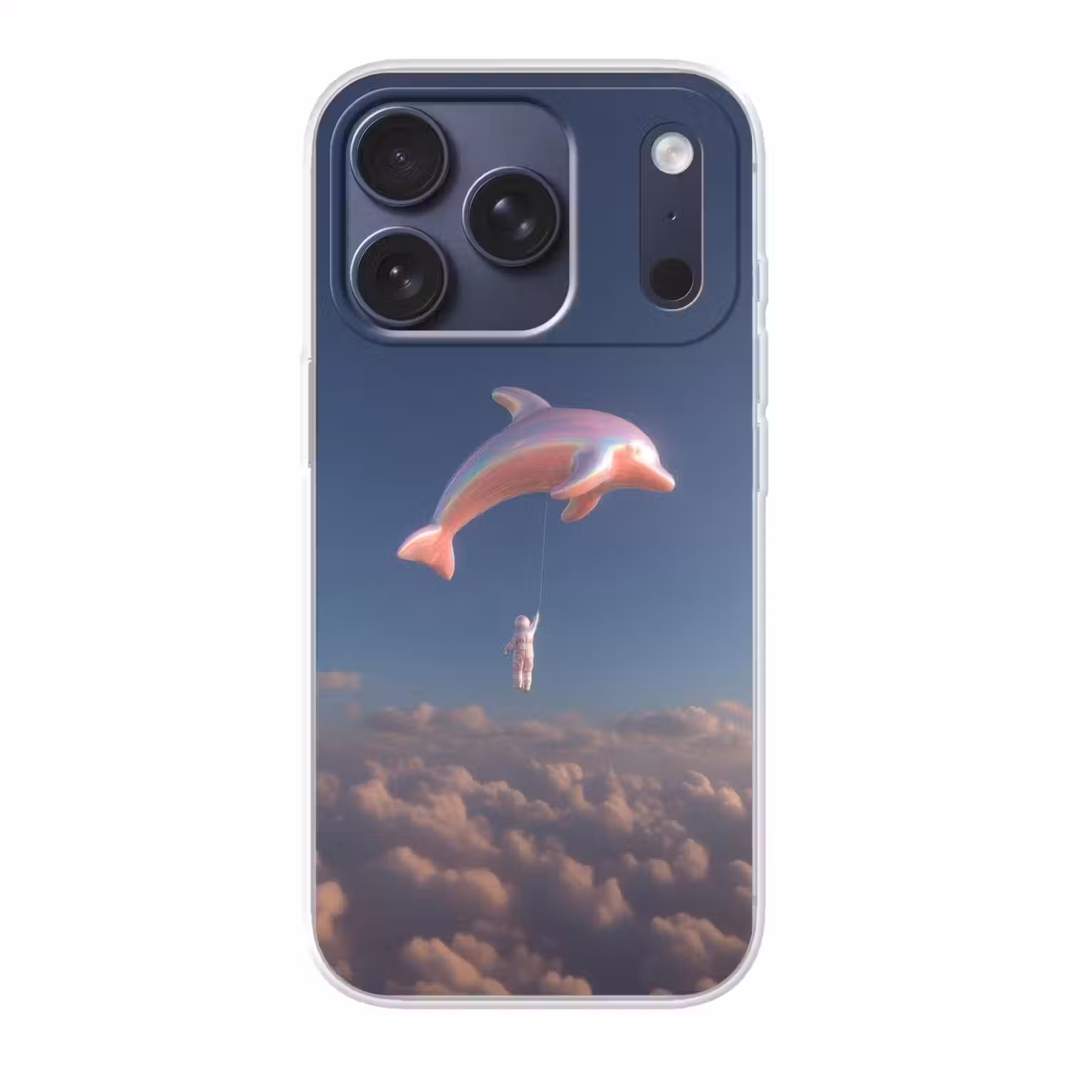 Dolfijn - Roze - Astronaut Telefoonhoesje iPhone 17 Pro klein -3d