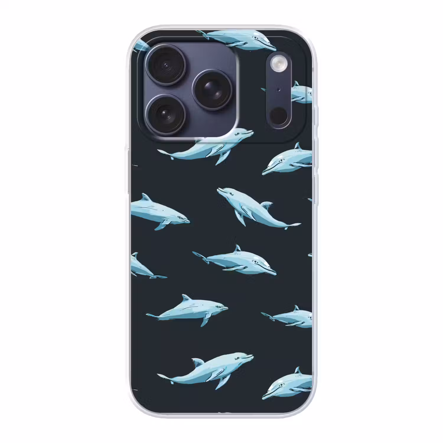 Dolfijnen - Patroon - Blauw - Grijs Telefoonhoesje iPhone 17 Pro klein -3d