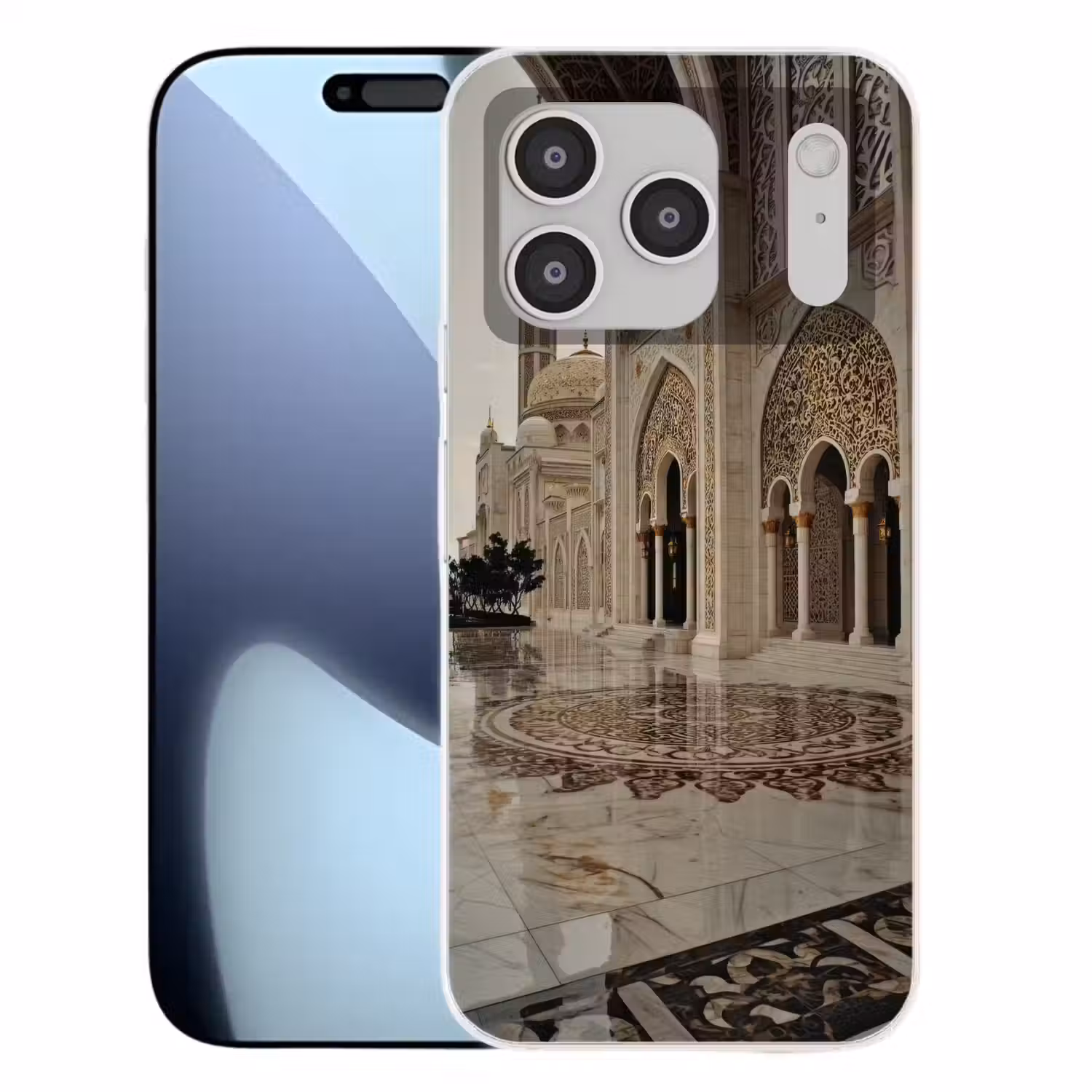 Gouden details - Marmer - Islamitisch Telefoonhoesje iPhone 17 Pro klein -3d