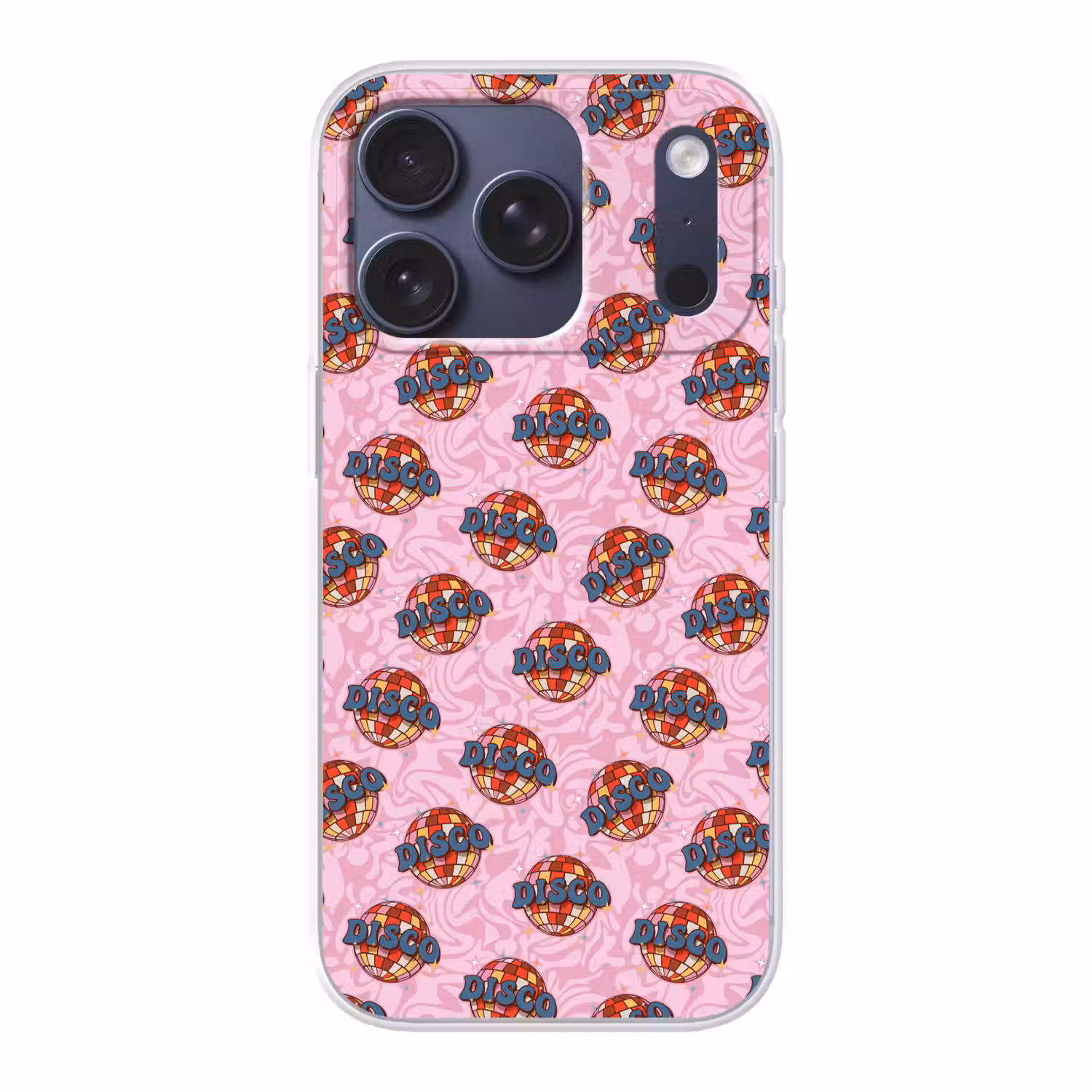Disco - Bal - Patroon - Roze Telefoonhoesje iPhone 17 Pro klein 878 -3d