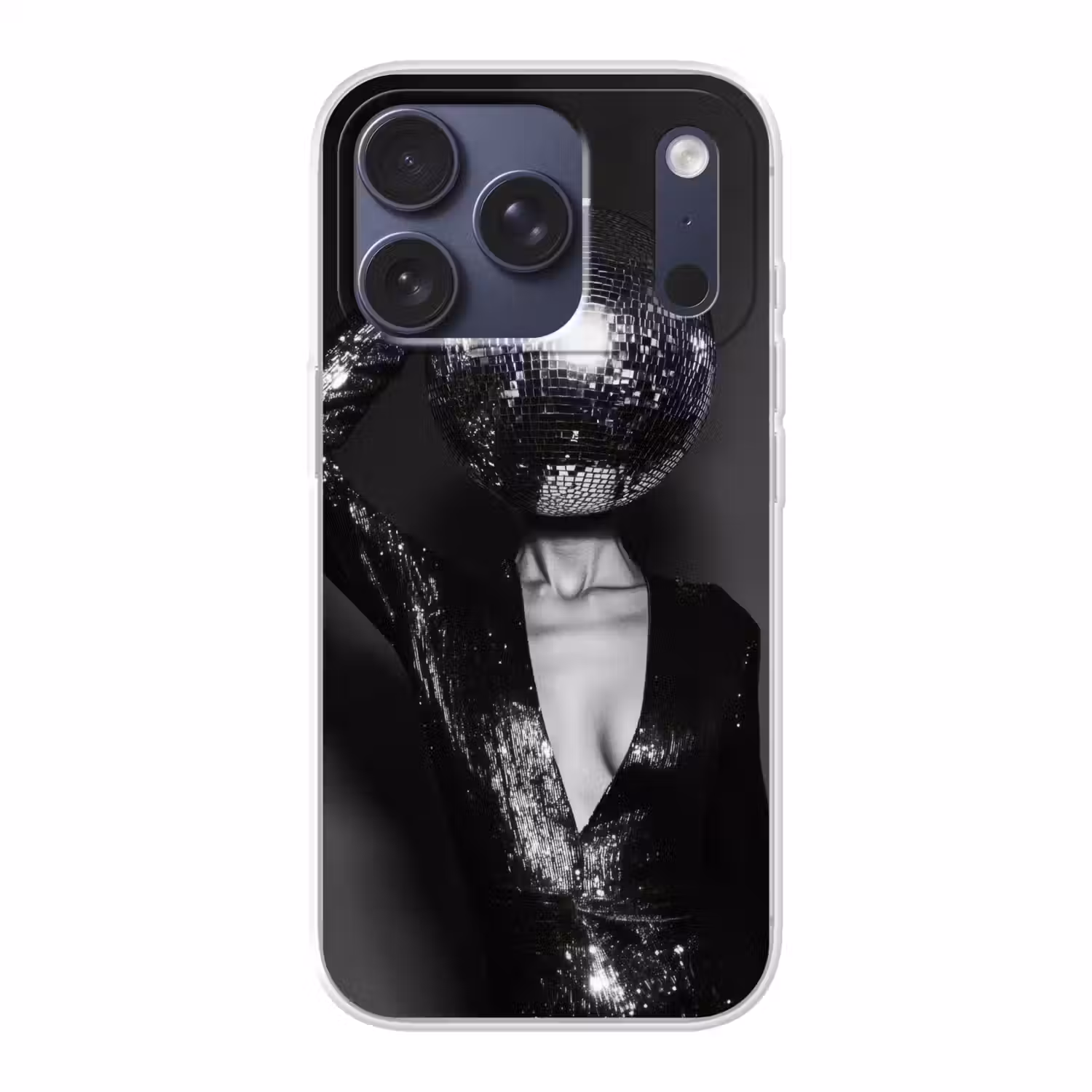 Discobal - Gezicht - Glamour - Zwart Telefoonhoesje iPhone 17 Pro klein -3d