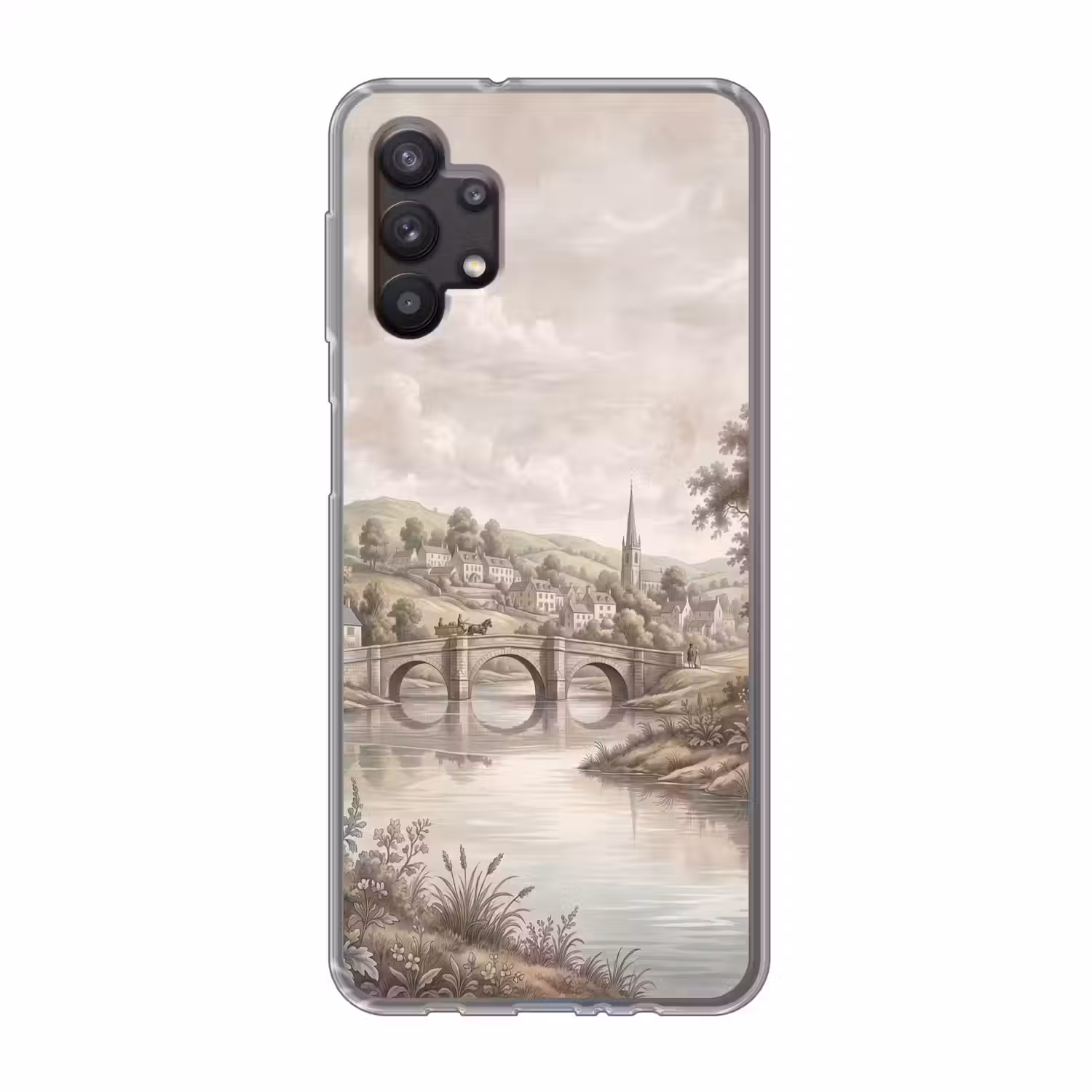 Dorp - Brug - Uitzicht - Groen Telefoonhoesje Samsung Galaxy A32 5G klein -3d