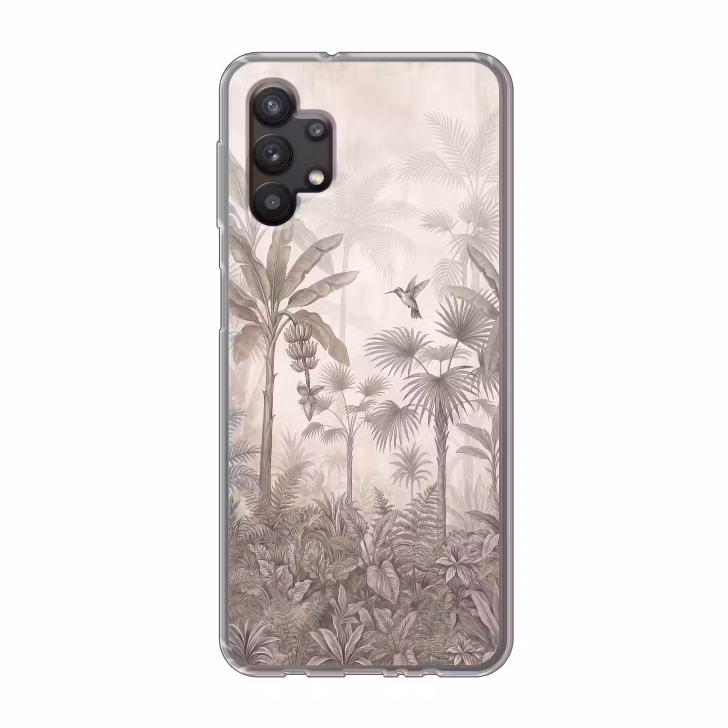 Jungle - Banenboom - Kolibrie - Beige Telefoonhoesje Samsung Galaxy A32 5G klein -3d