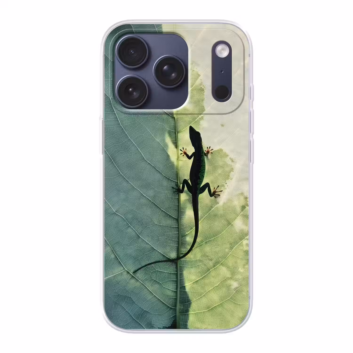 Hagedis - Blad - Nerven - Groen Telefoonhoesje iPhone 17 Pro klein -3d