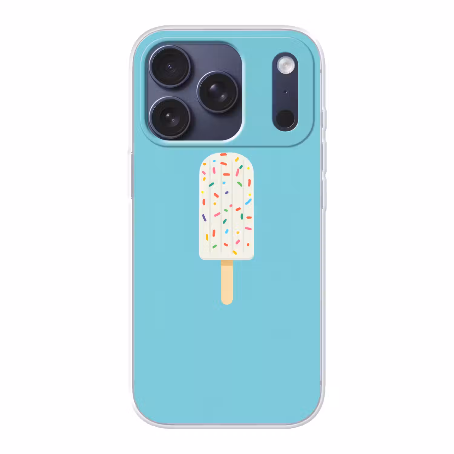Ijsje - Stokje - Sprinkles - Lichtblauw Telefoonhoesje iPhone 17 Pro klein -3d