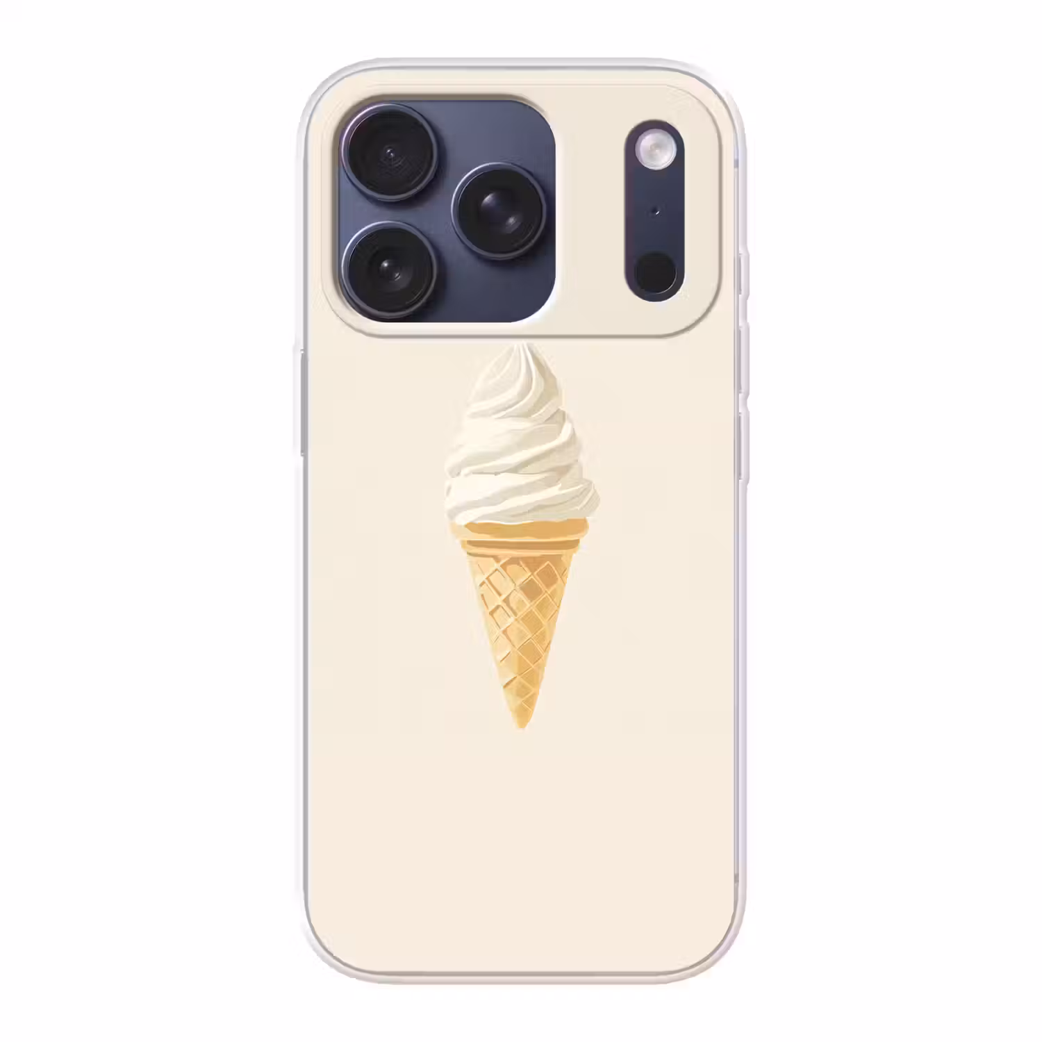 Softijs - Hoorntje - Wit Telefoonhoesje iPhone 17 Pro klein -3d
