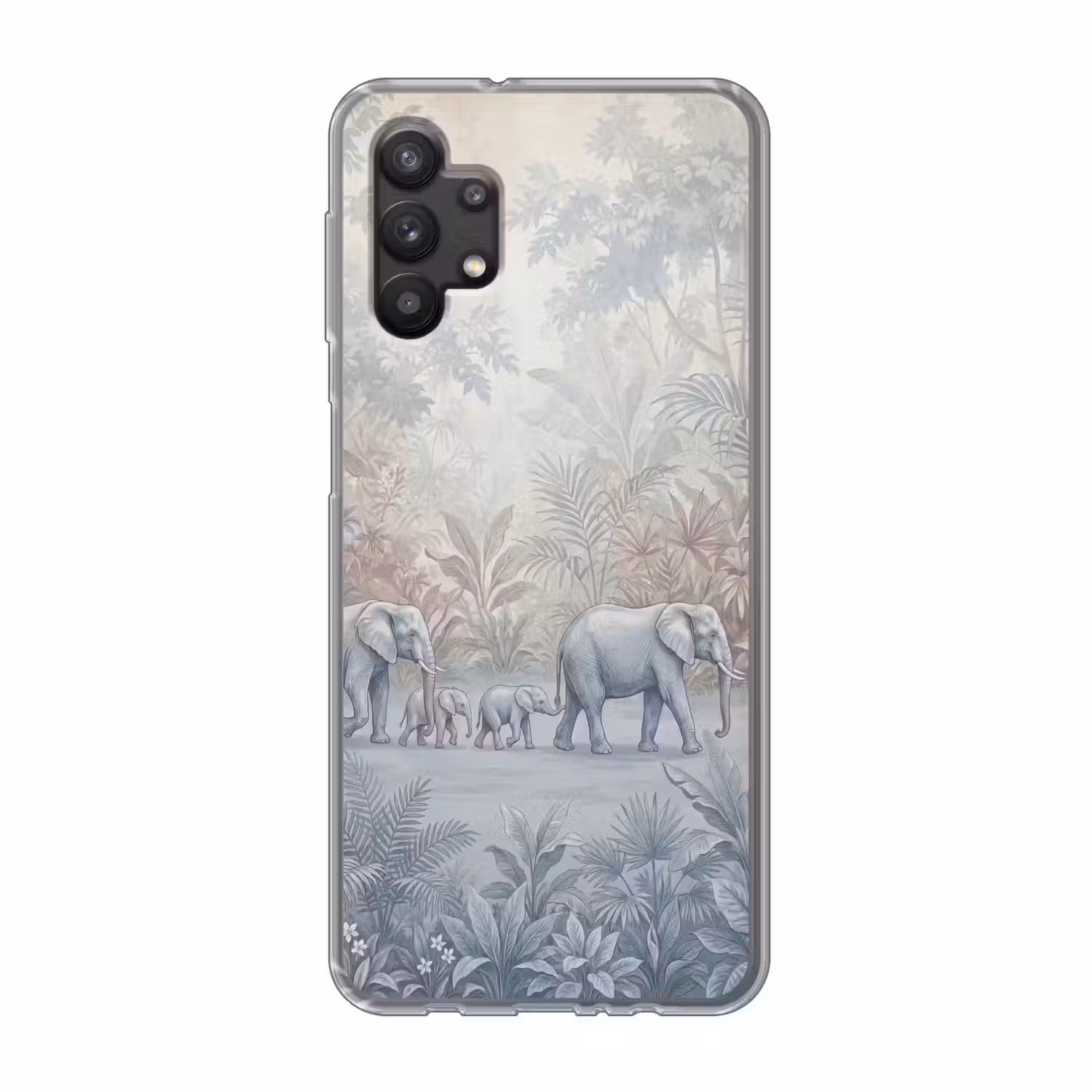 Olifant - Familie - Jungle - Illustratie - Grijs Telefoonhoesje Samsung Galaxy A32 5G klein -3d