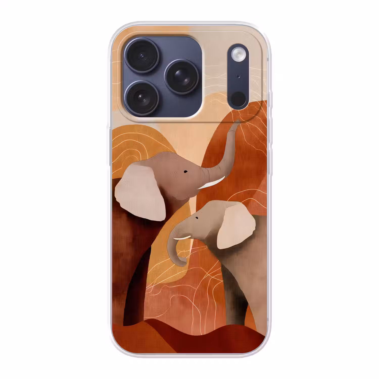 Olifanten - Oranje - Abstract Telefoonhoesje iPhone 17 Pro klein -3d