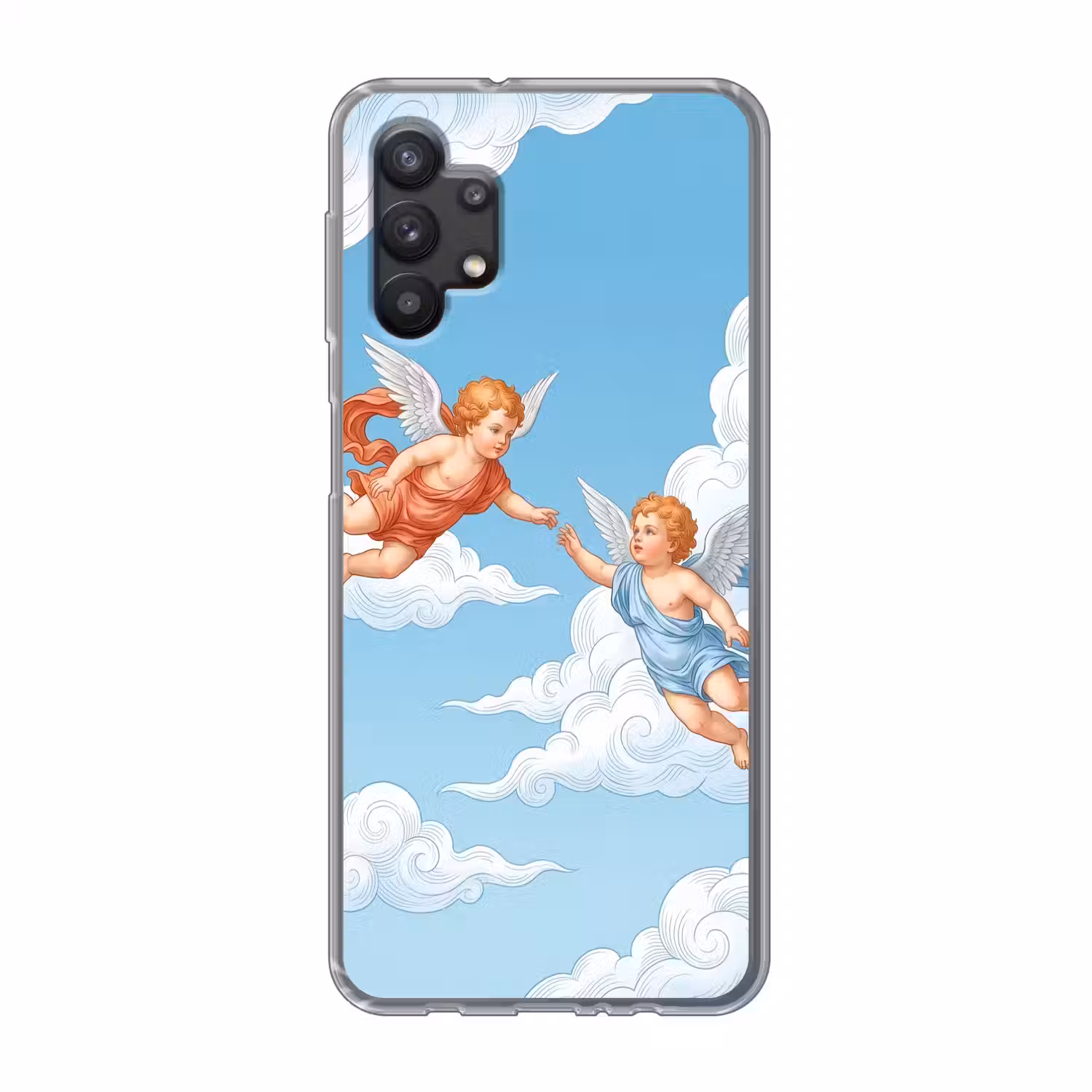 Engel - Vliegend - Klassiek - Blauw Telefoonhoesje Samsung Galaxy A32 5G klein -3d