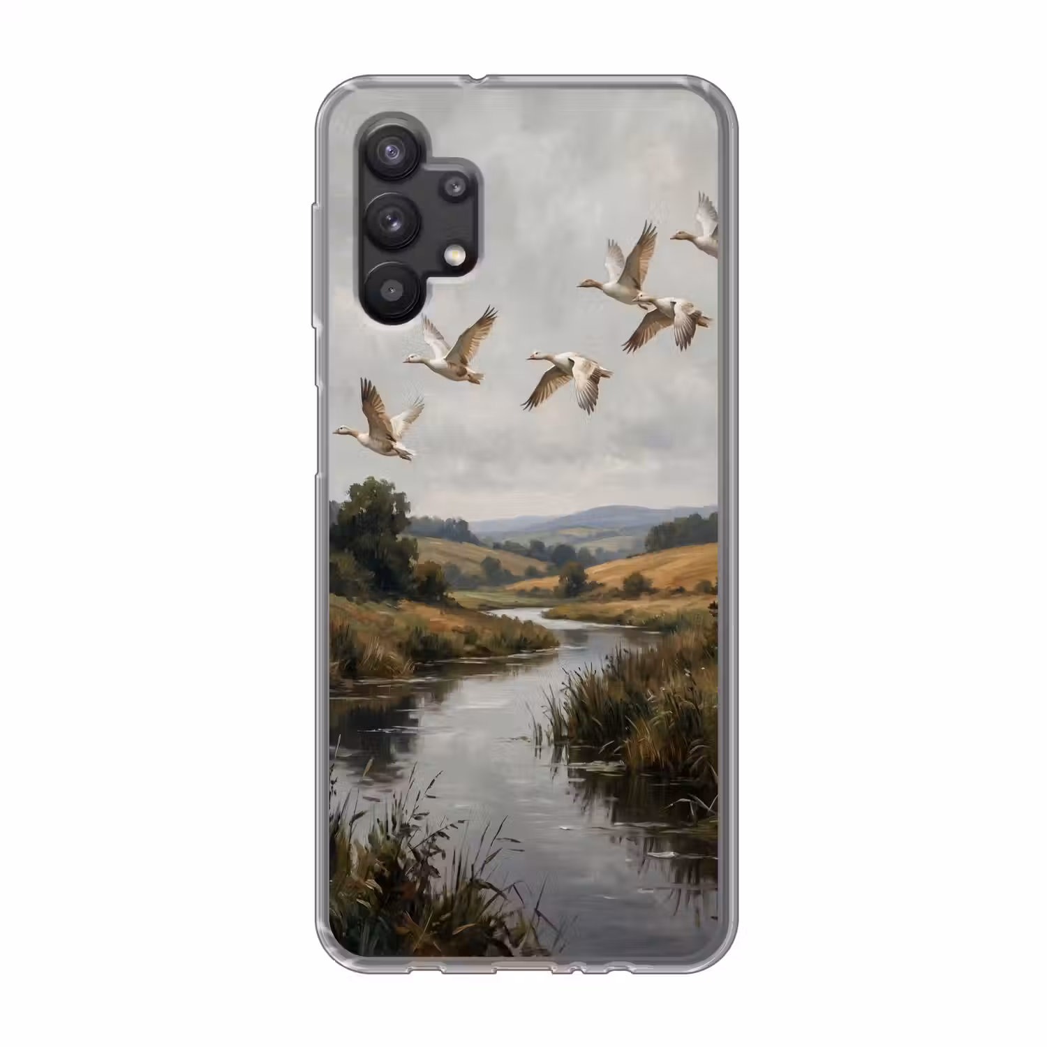 Eenden - Rivier - Landschap - Vlucht - Nostalgisch Telefoonhoesje Samsung Galaxy A32 5G klein -3d