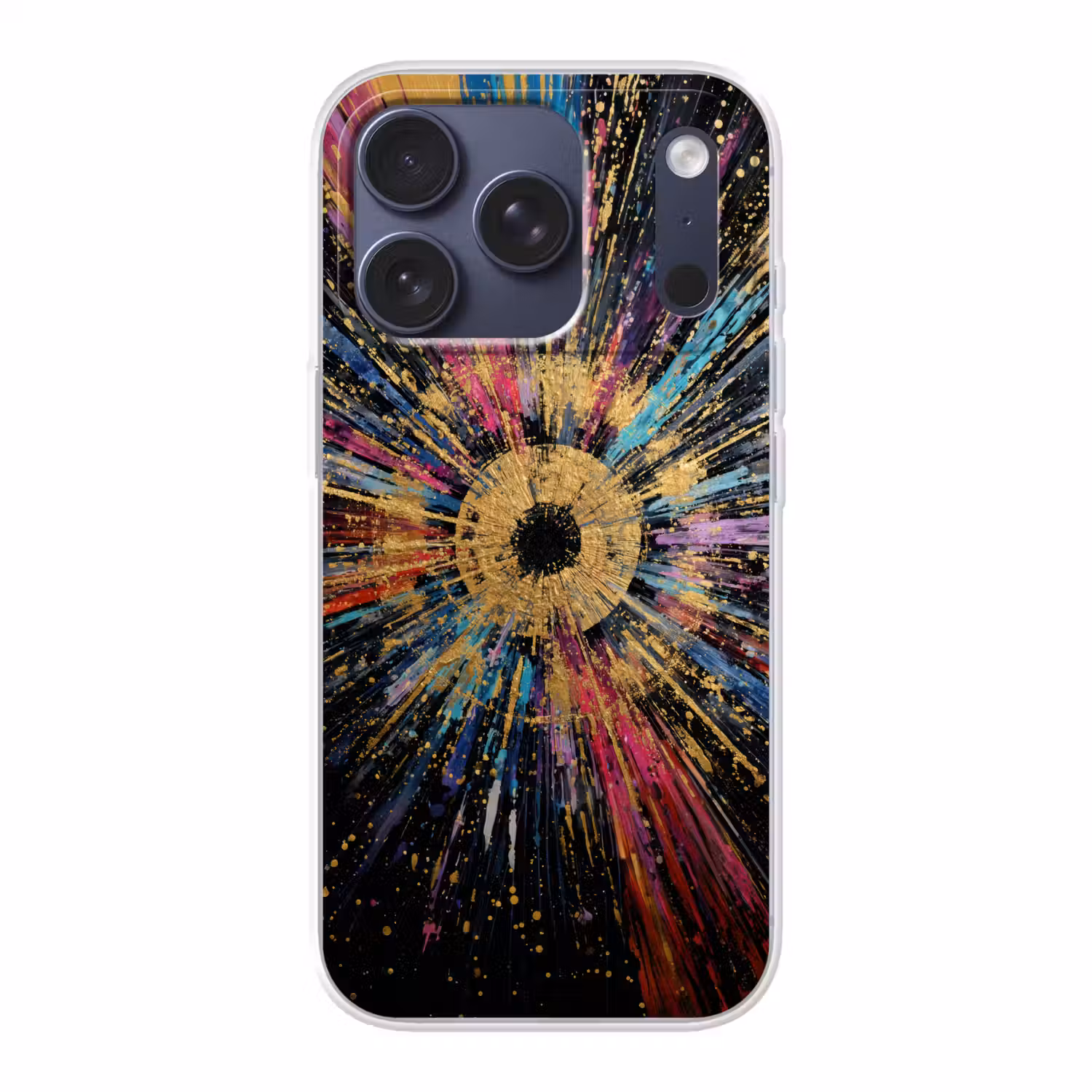 Explosie - Goud - Kleurrijk - Abstract Telefoonhoesje iPhone 17 Pro klein -3d