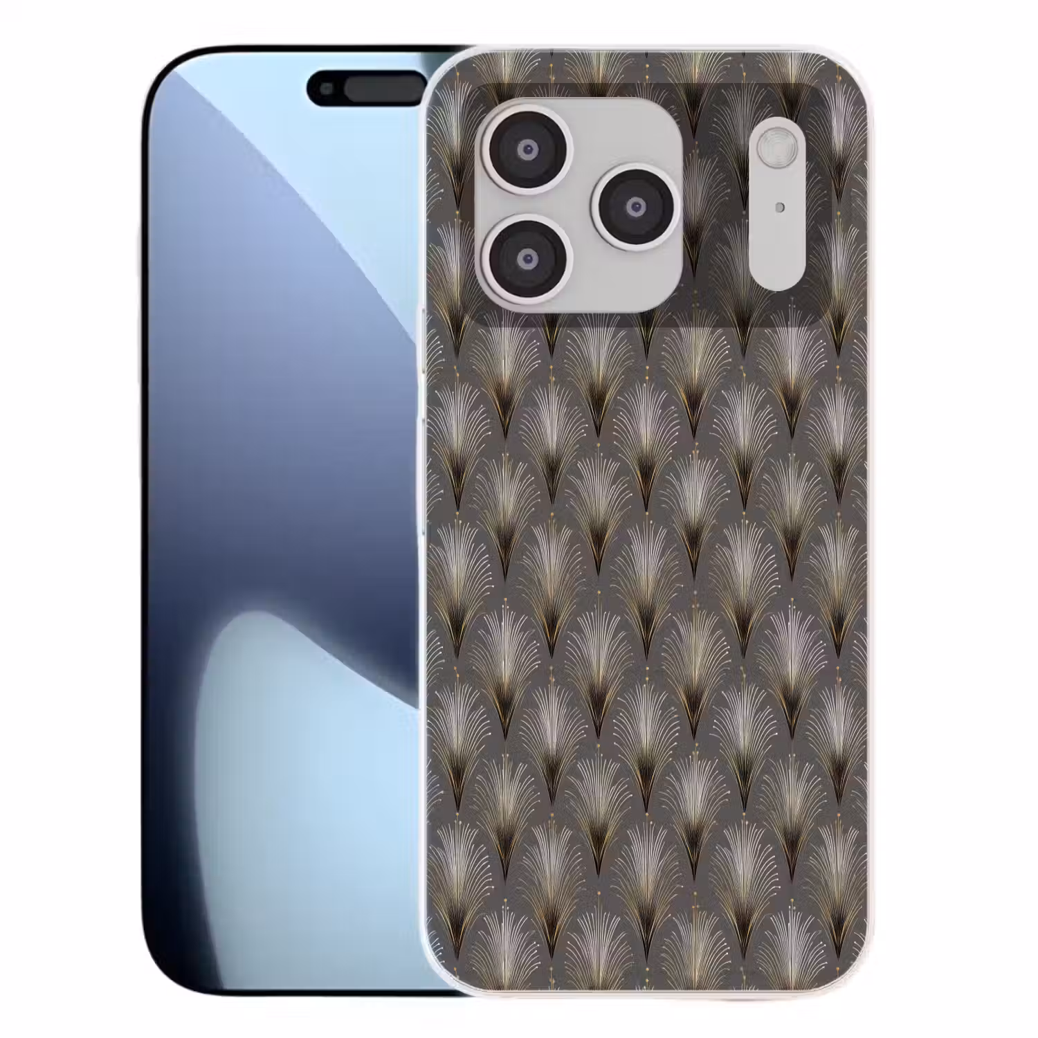 Waaierstralen - Goud - Antraciet Telefoonhoesje iPhone 17 Pro klein 878 -3d