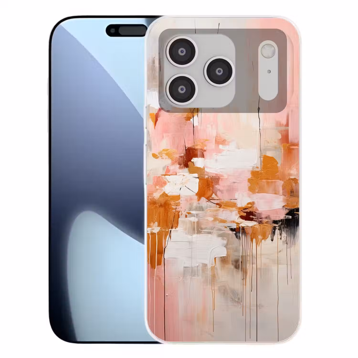 Verf - Roze - Oranje - Abstract - Kunst Telefoonhoesje iPhone 17 Pro klein -3d