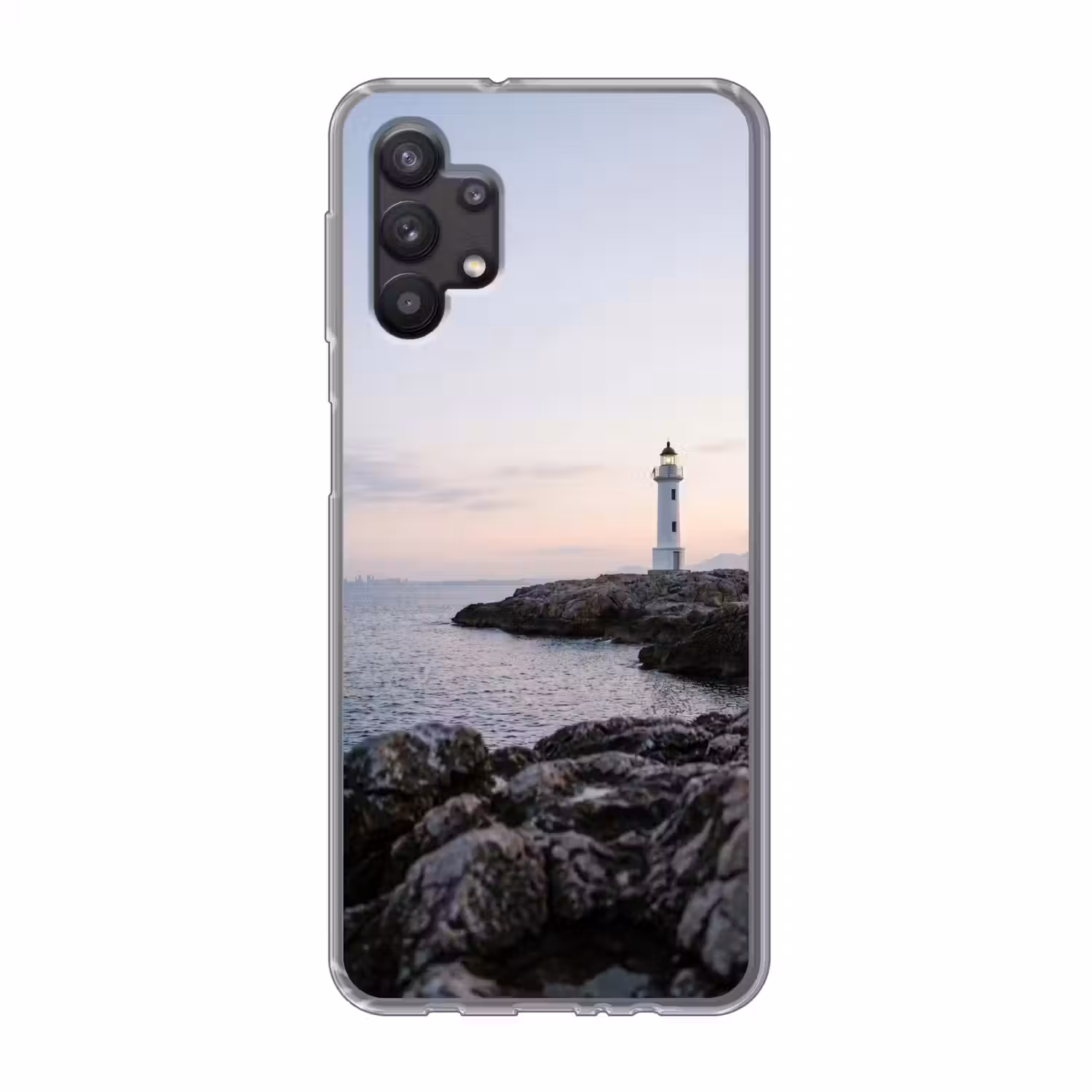 Rotsen - Vuurtoren - Wit Telefoonhoesje Samsung Galaxy A32 5G klein -3d