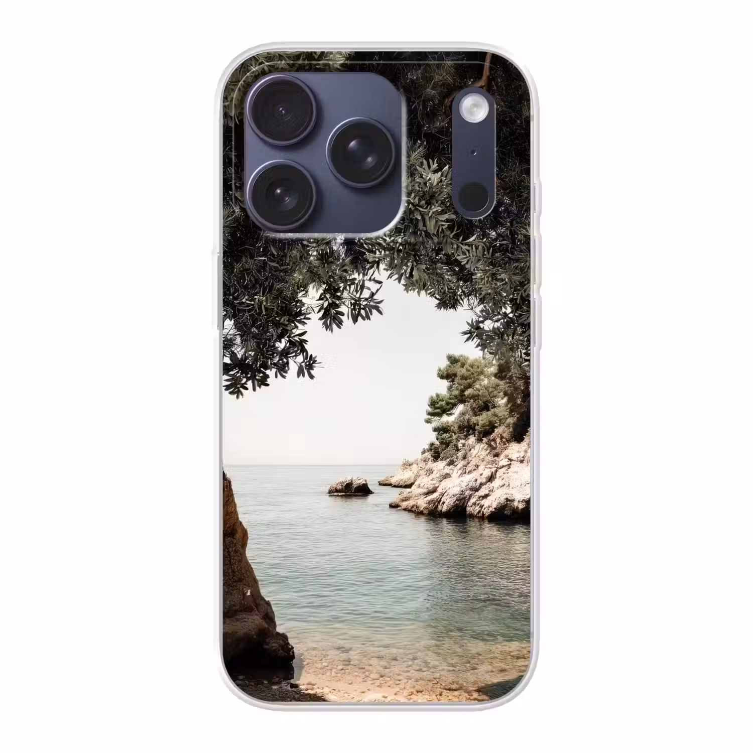 Rotsen - Zee - Boom - Groen Telefoonhoesje iPhone 17 Pro klein -3d