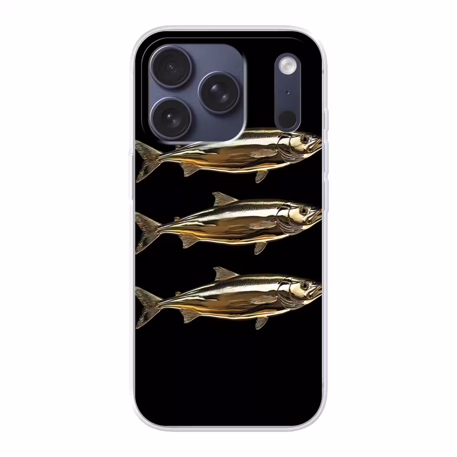 Vissen - Goud - Zwart Telefoonhoesje iPhone 17 Pro klein -3d