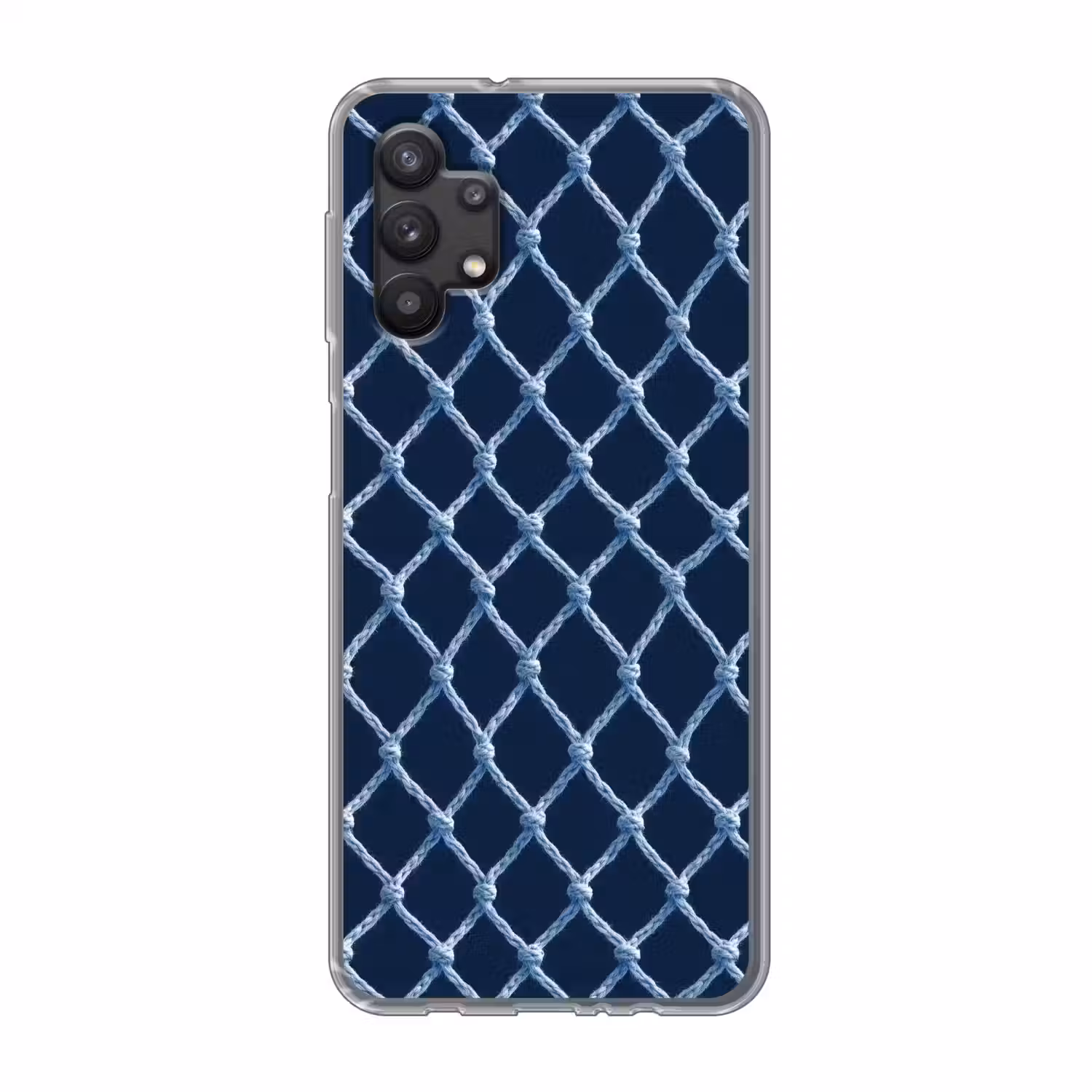 Visnet - Touw - Patroon - Marineblauw Telefoonhoesje Samsung Galaxy A32 5G klein 346 -3d