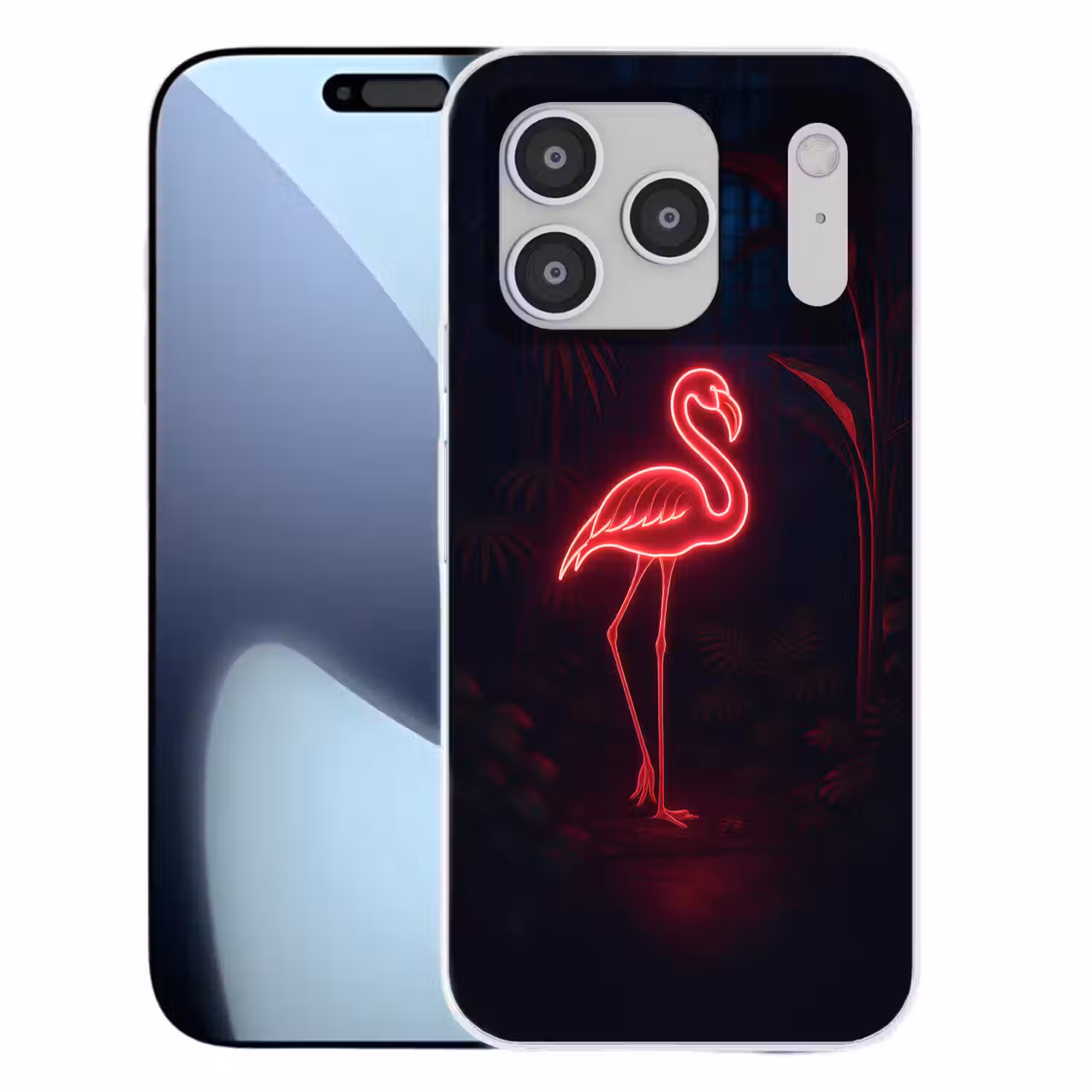 Flamingo - Roze - Neon - Licht Telefoonhoesje iPhone 17 Pro klein -3d