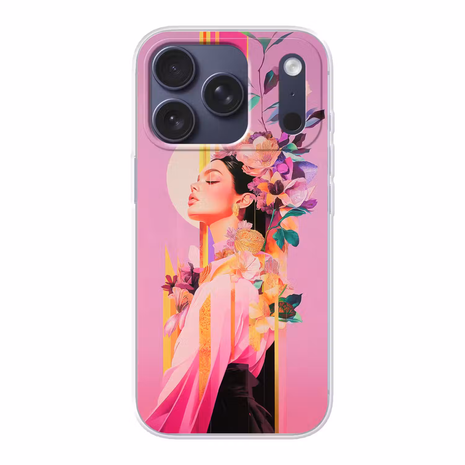 Vrouw - Bloemen - Paars - Abstract Telefoonhoesje iPhone 17 Pro klein -3d