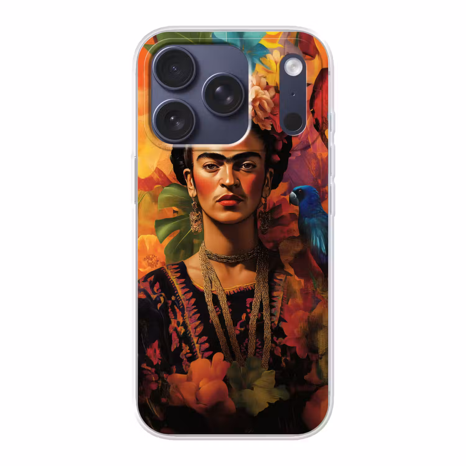 Vrouw - Bloemen - Papegaai - Schilderachtig Telefoonhoesje iPhone 17 Pro klein -3d