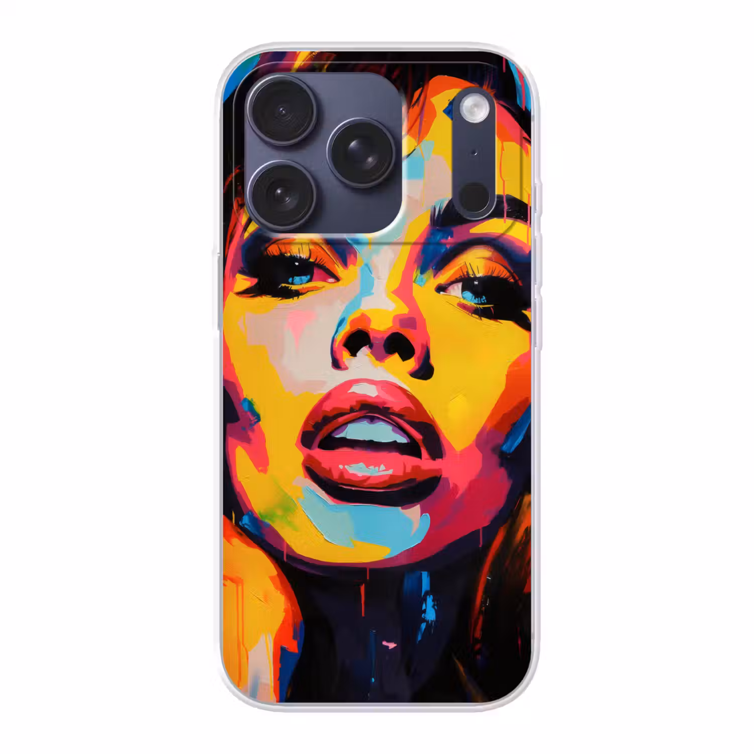 Vrouw - Gezicht - Kleurrijk Telefoonhoesje iPhone 17 Pro klein -3d