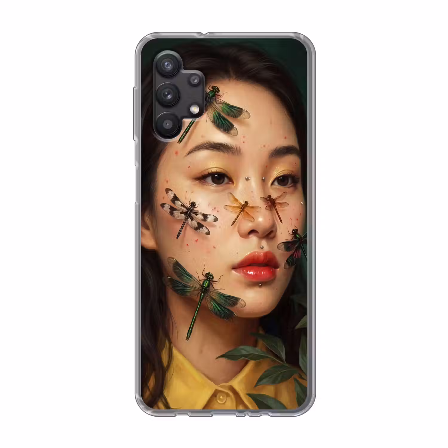Vrouw - Insecten - Natuur - Portret - Groen Telefoonhoesje Samsung Galaxy A32 5G klein -3d