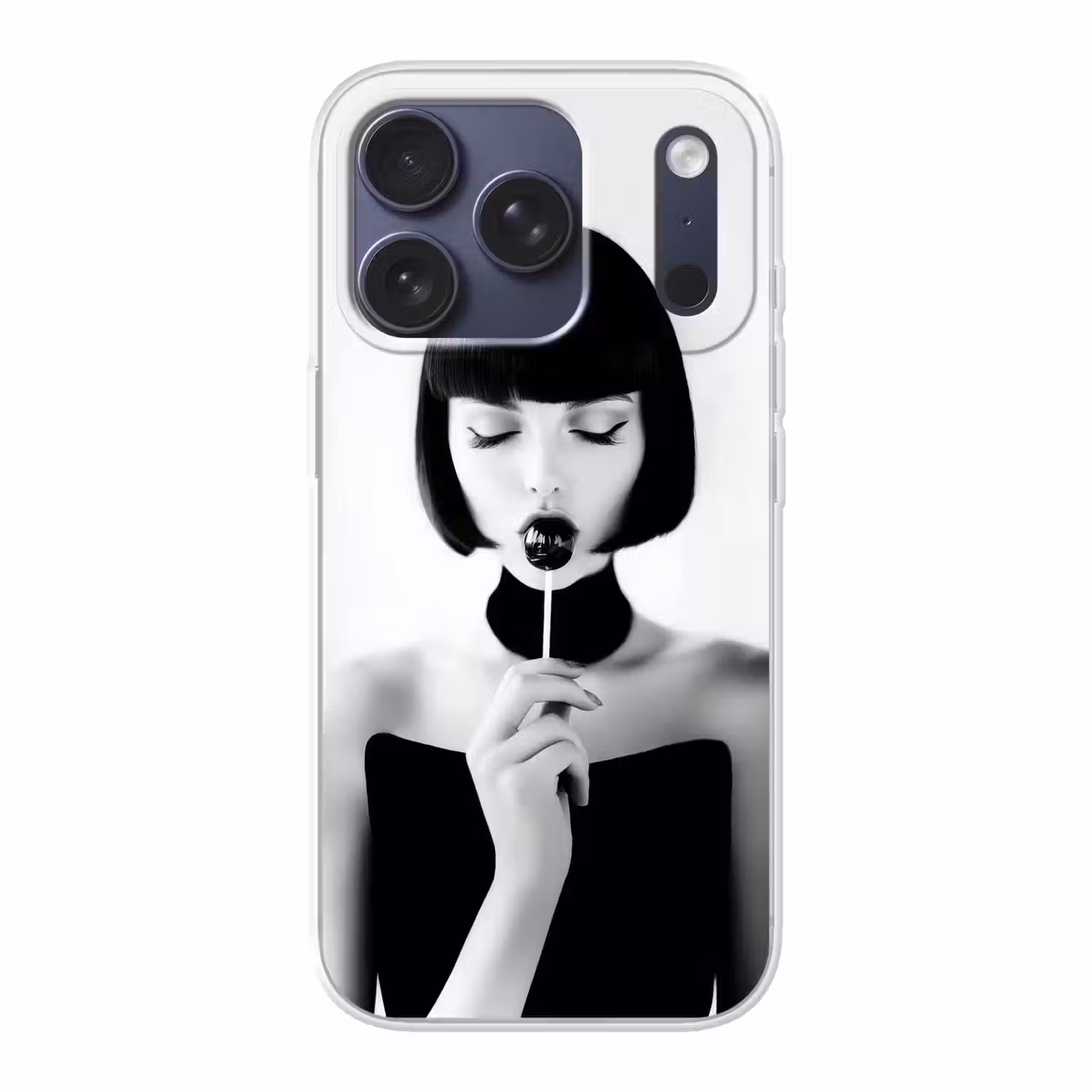 Vrouw - Lolly - Zwart - Wit Telefoonhoesje iPhone 17 Pro klein -3d