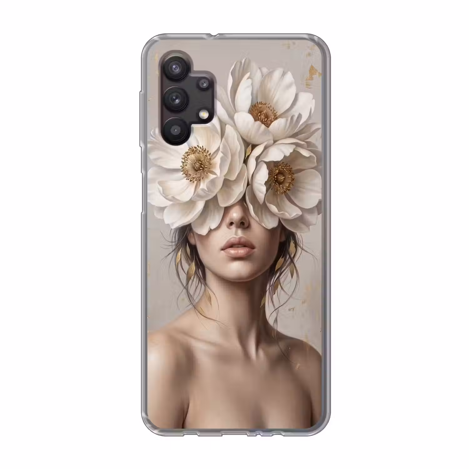 Vrouw - Pioenroos - Wit Telefoonhoesje Samsung Galaxy A32 5G klein -3d