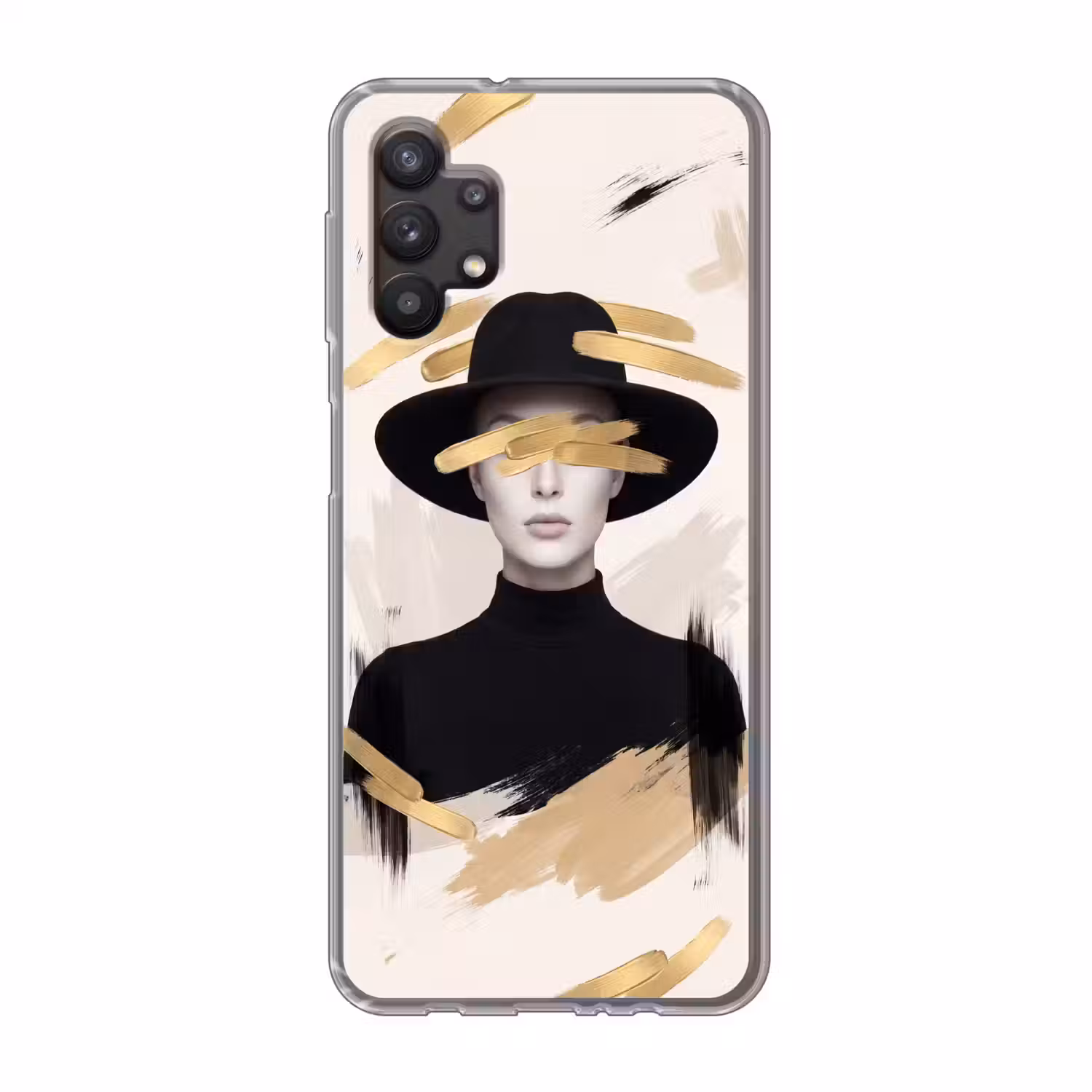 Vrouw - Portret - Modern - Goud - Kunst Telefoonhoesje Samsung Galaxy A32 5G klein -3d