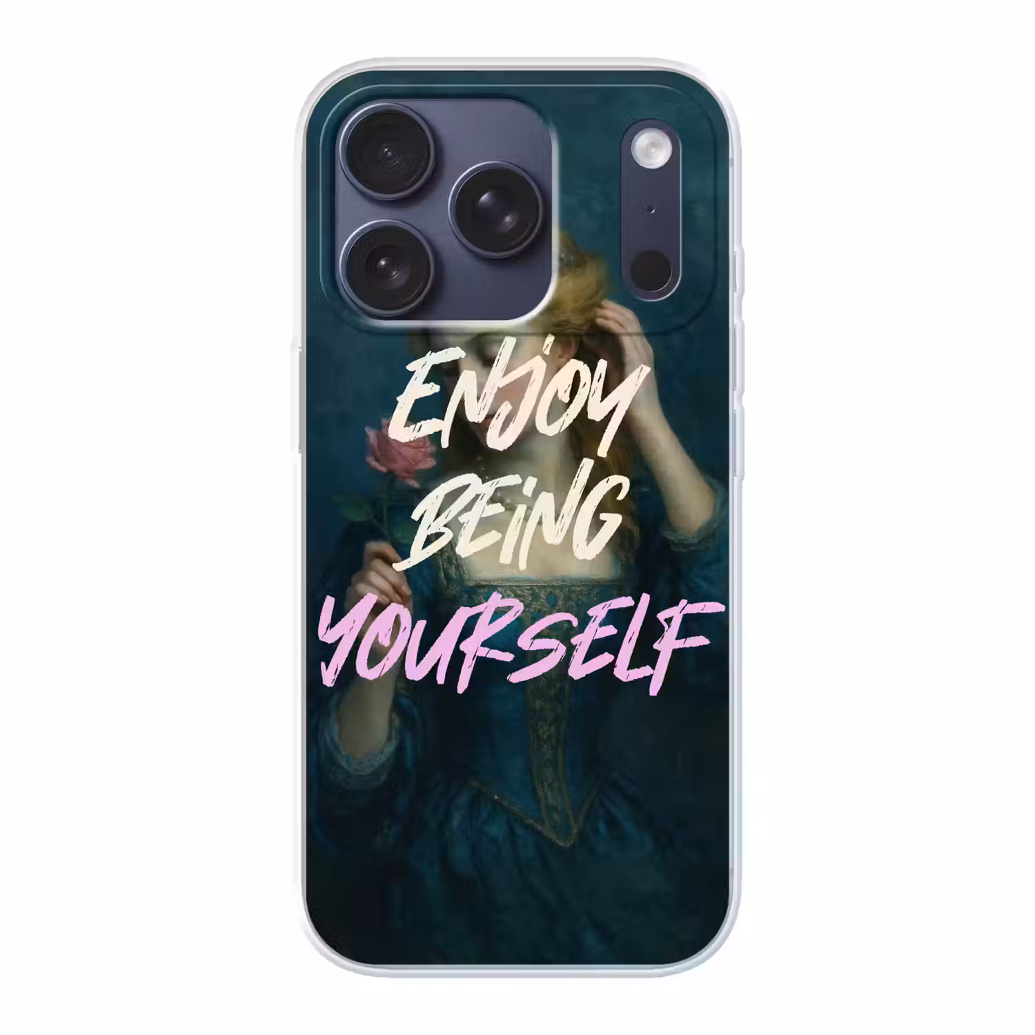 Vrouw - Roos - Quote Telefoonhoesje iPhone 17 Pro klein -3d