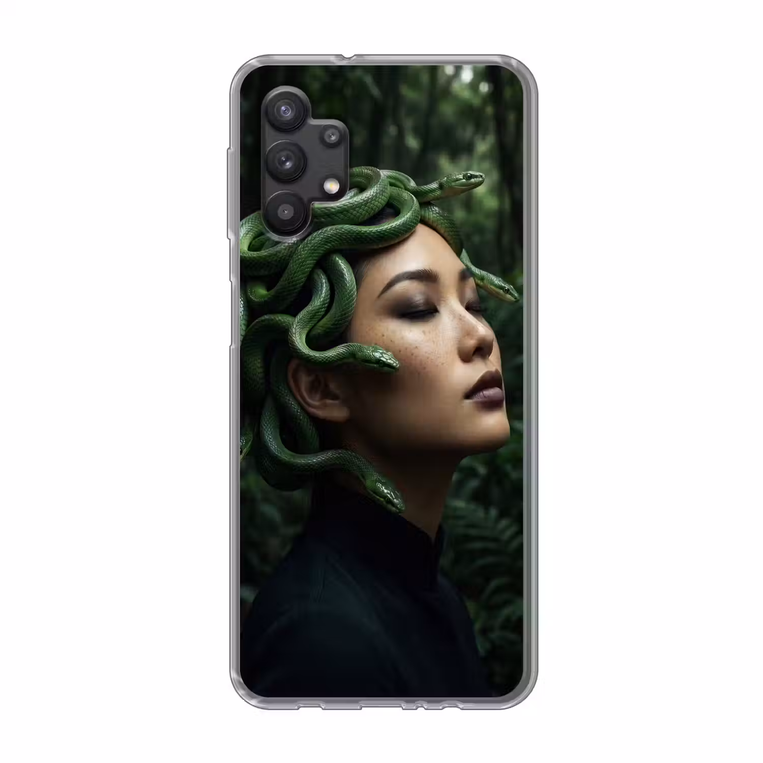 Vrouw - Slang - Natuur - Mystiek - Groen Telefoonhoesje Samsung Galaxy A32 5G klein -3d