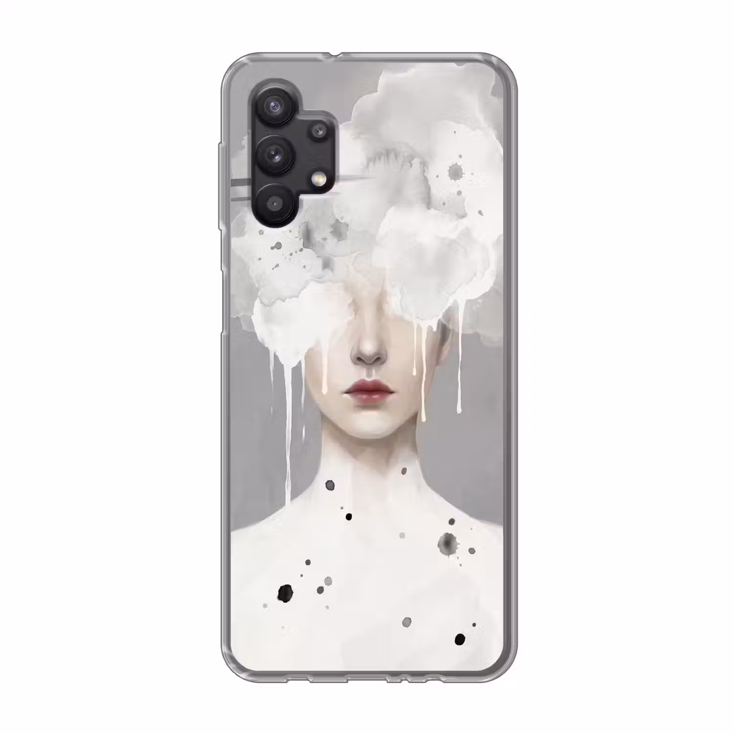 Vrouw - Wolk - Grijs Telefoonhoesje Samsung Galaxy A32 5G klein -3d