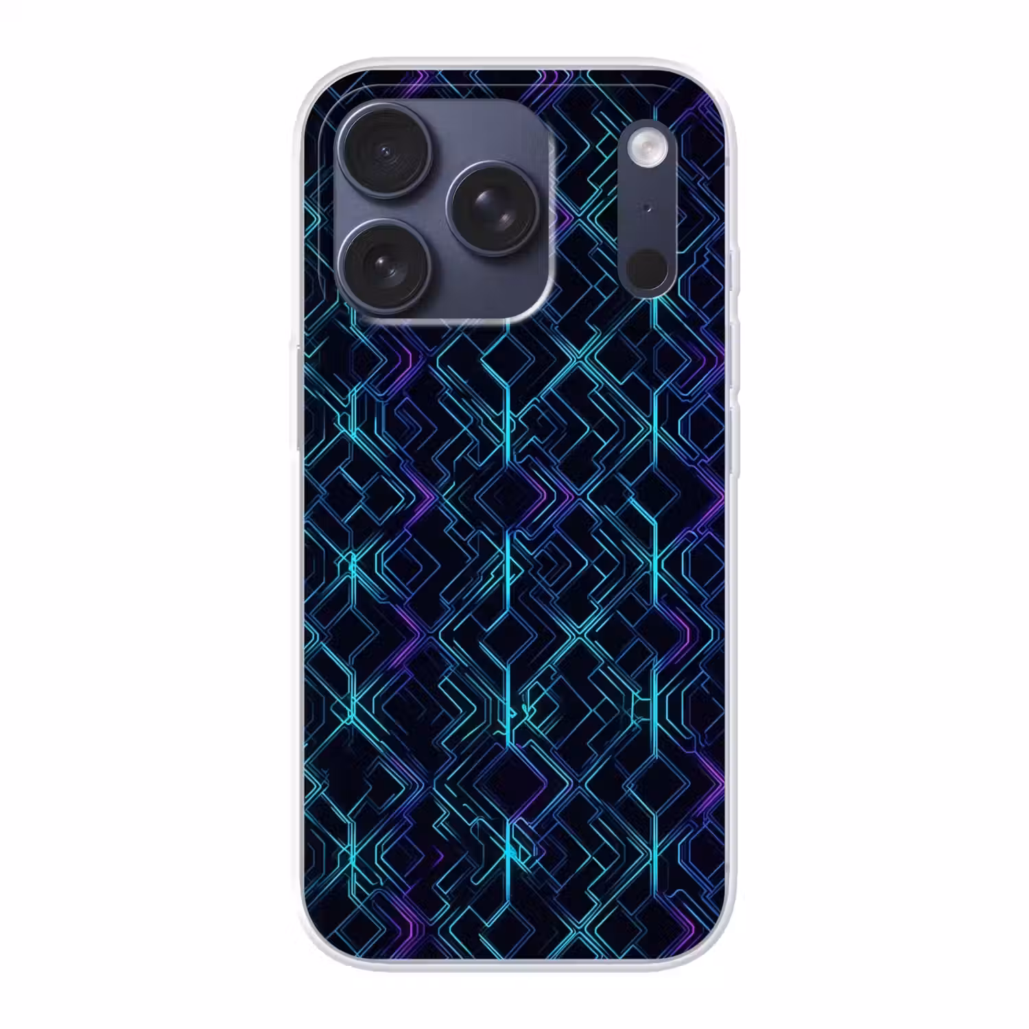 Gaming - Ruitvormen - Abstract - Neon - Paars Telefoonhoesje iPhone 17 Pro klein -3d