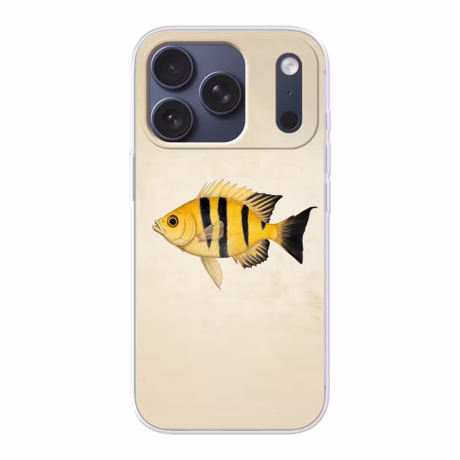 Geel - Vis - Strepen - Tropisch Telefoonhoesje iPhone 17 Pro klein -3d