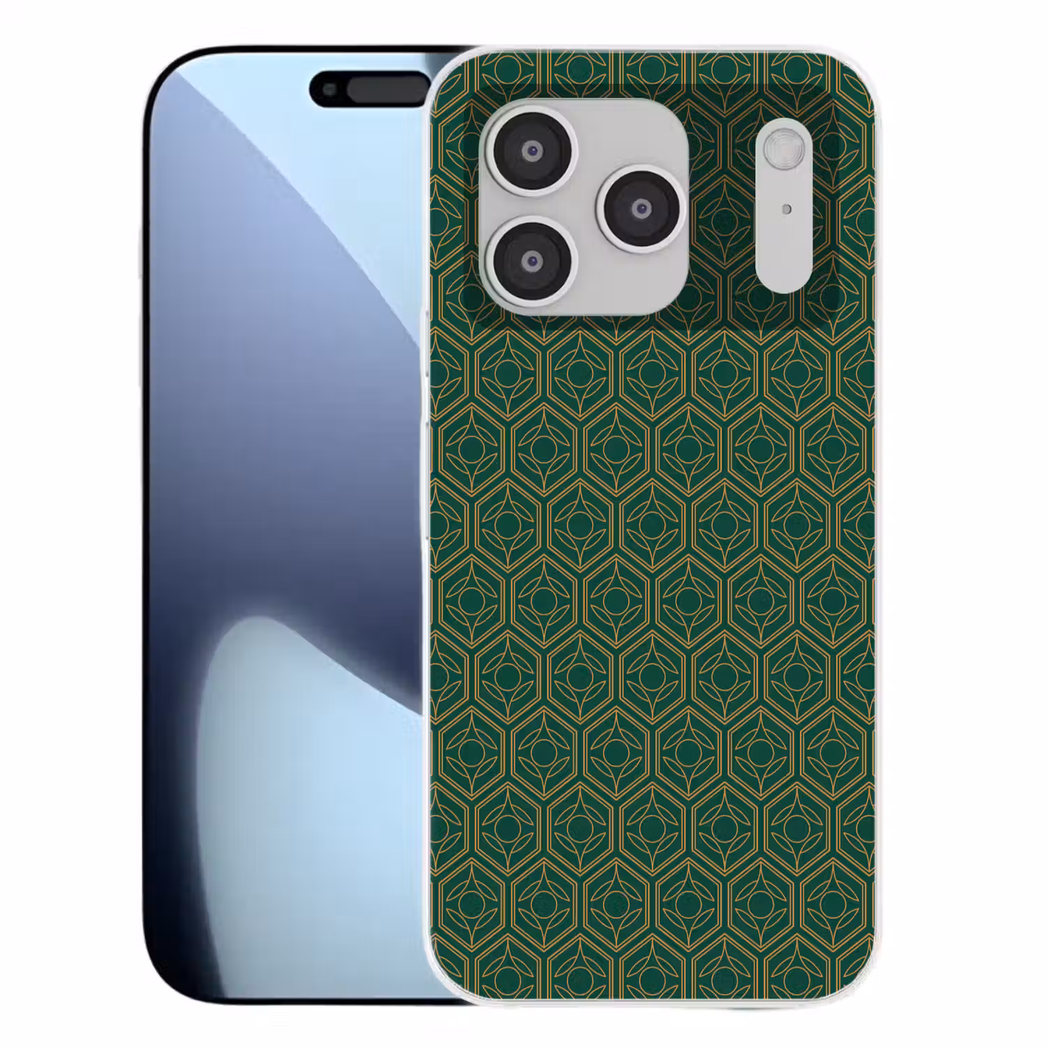 Geometrisch - Patroon - Groen Telefoonhoesje iPhone 17 Pro klein 878 -3d