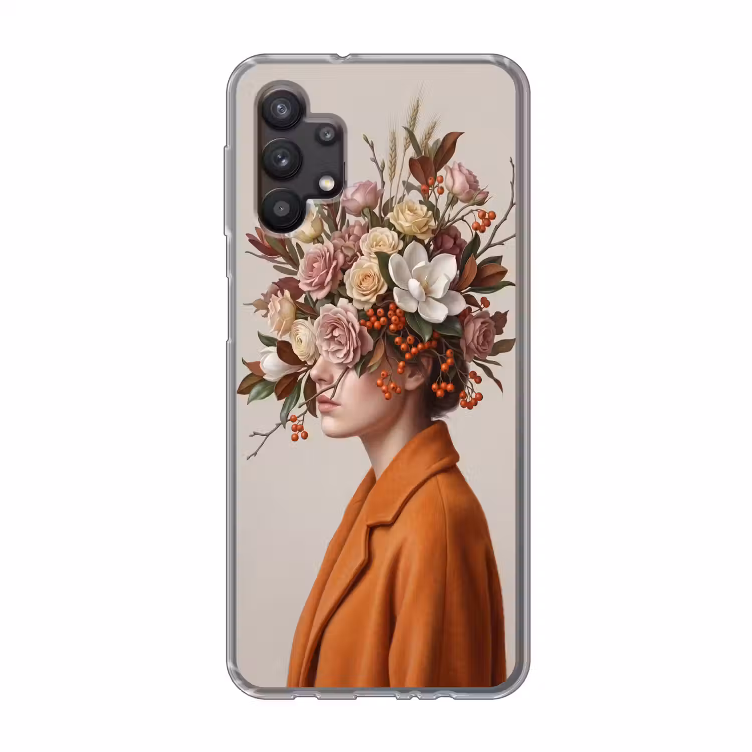 Gezicht - Boeket - Kleurrijk Telefoonhoesje Samsung Galaxy A32 5G klein -3d