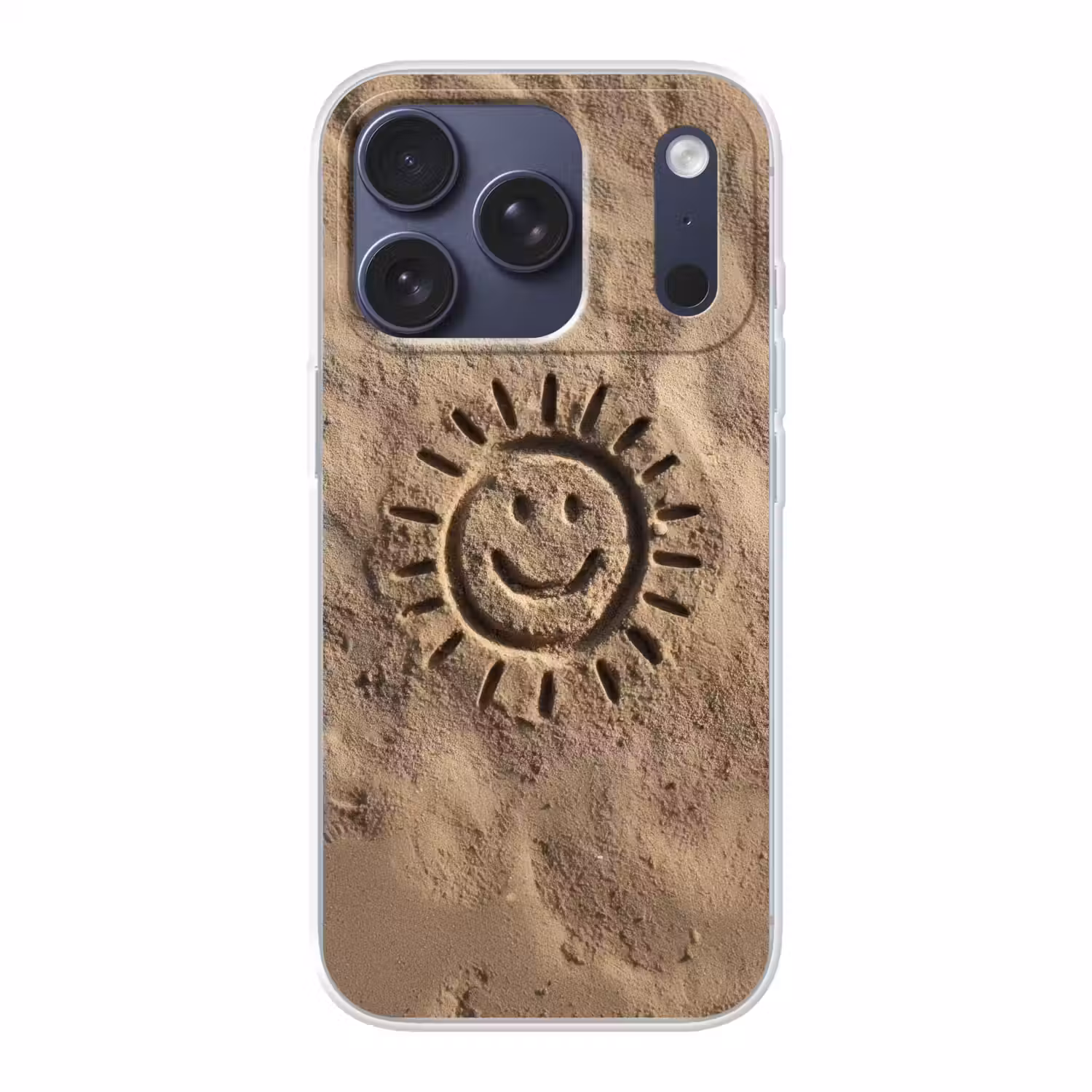 Gezichtje - Zon - Zand - Getekend Telefoonhoesje iPhone 17 Pro klein -3d
