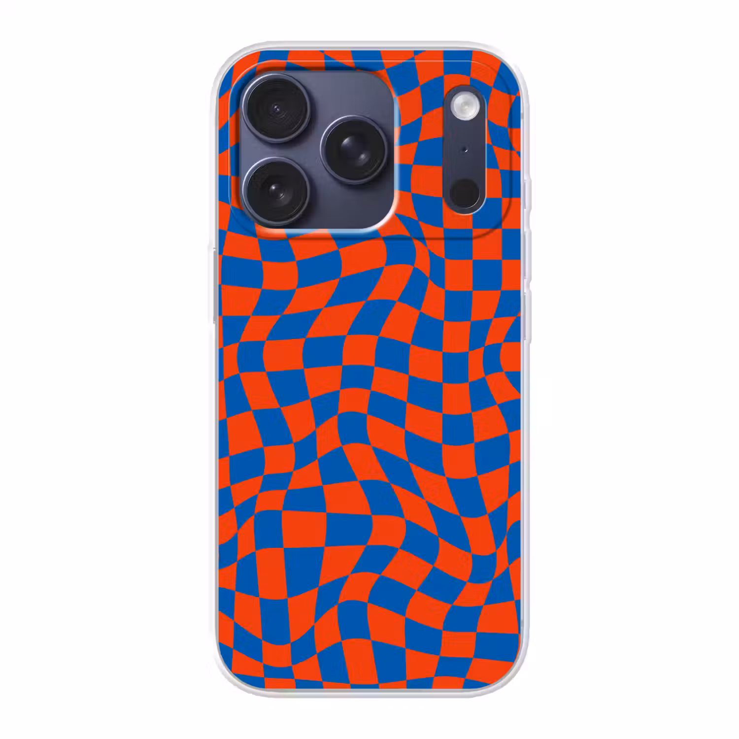 Golvende vakjes - Blauw - Rood - Abstract Telefoonhoesje iPhone 17 Pro klein -3d