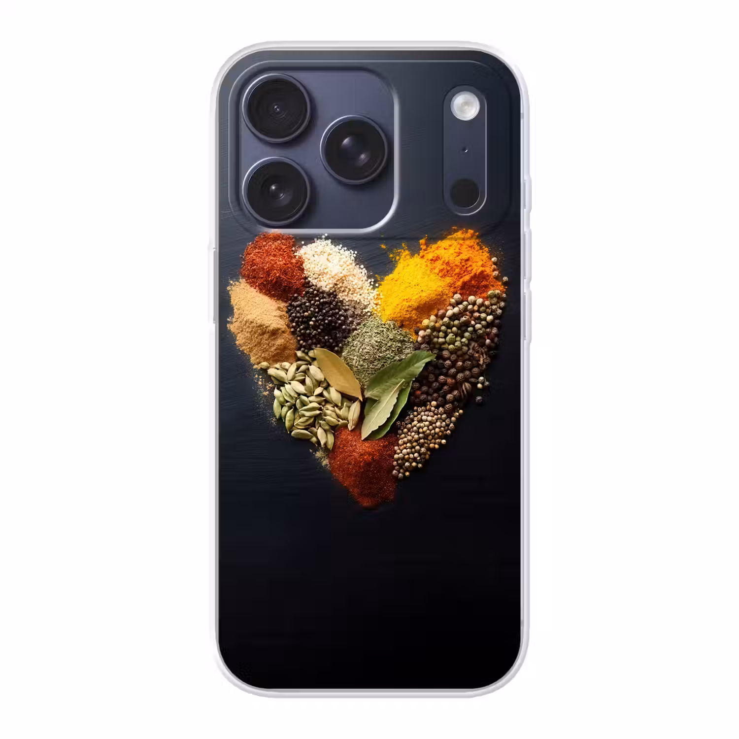 Specerijen - Mix - Hartvorm - Zwart Telefoonhoesje iPhone 17 Pro klein -3d