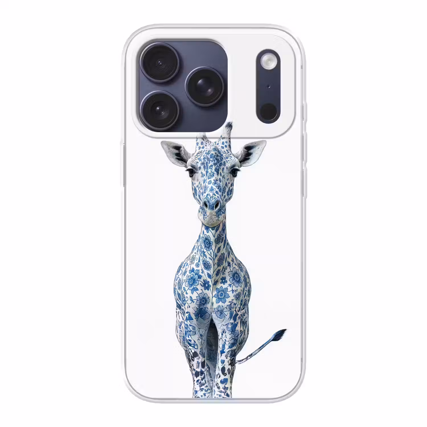 Giraffe - Delfts blauw - Dieren - Minimalistisch Telefoonhoesje iPhone 17 Pro klein -3d