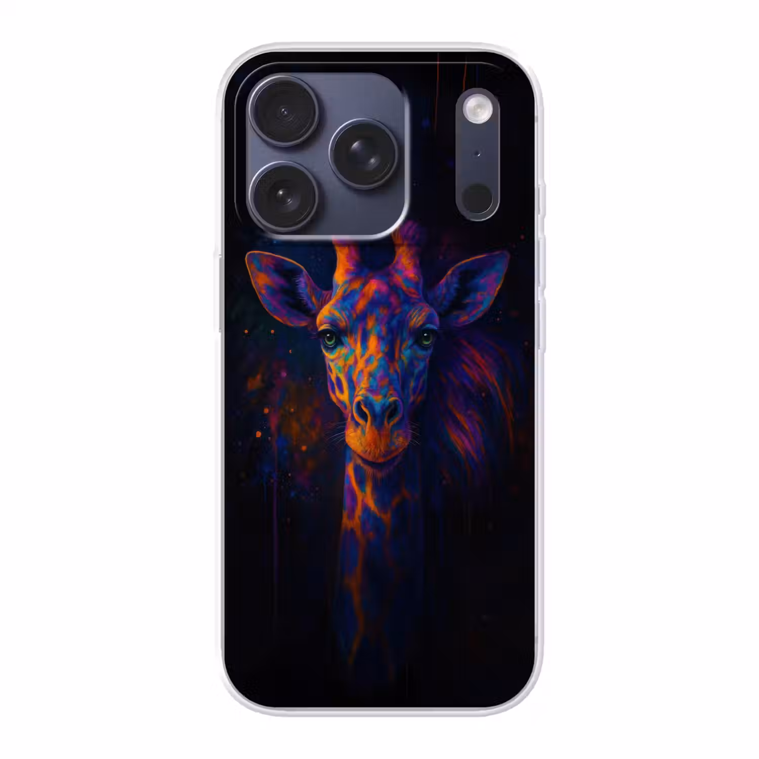 Giraffe - Gekleurd - Verfspatten Telefoonhoesje iPhone 17 Pro klein -3d