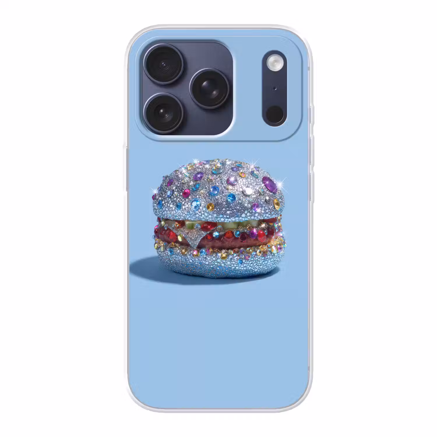 Glitters - Hamburger - Blauw Telefoonhoesje iPhone 17 Pro klein -3d